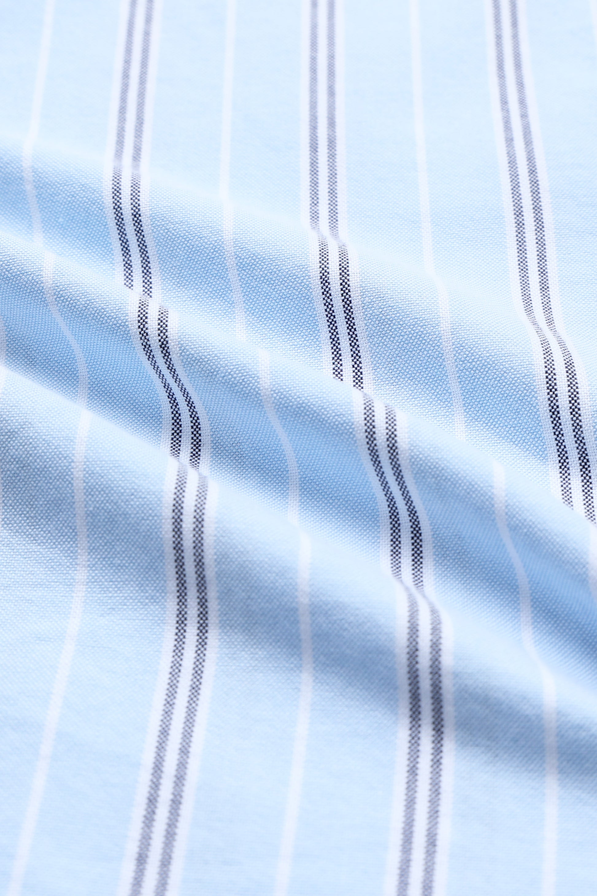 Classic Striped Oxford Cotton Shirt Sky Blue White
