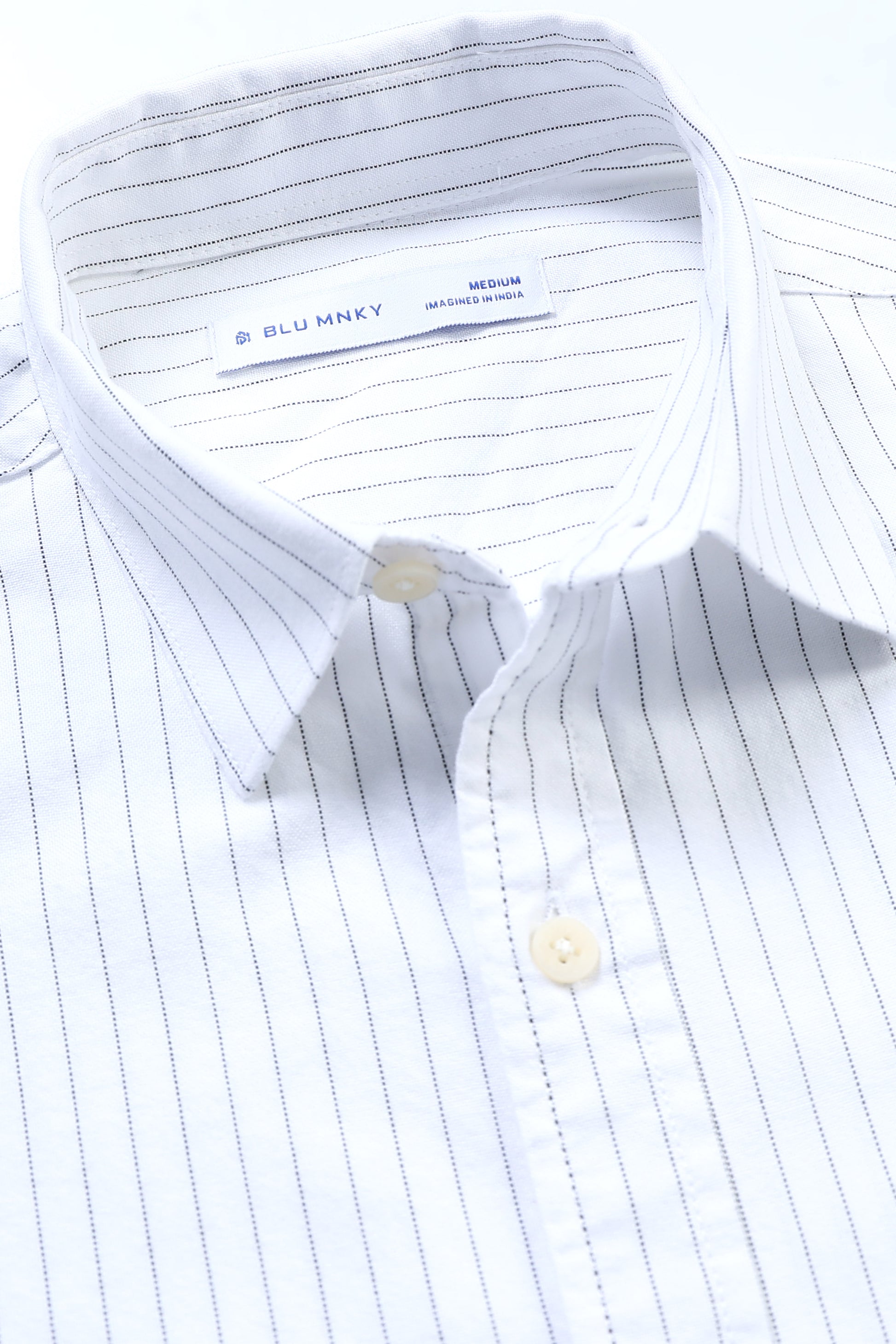 Slim Striped Cotton Oxford Shirt White