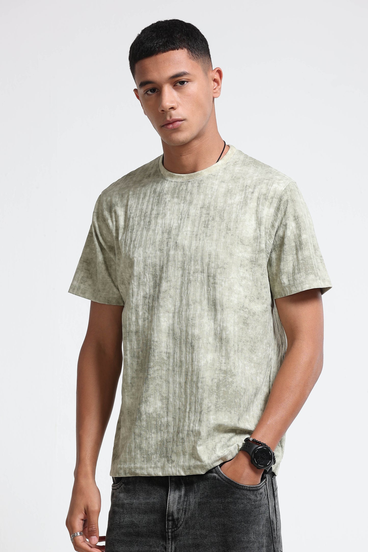 Casual Relaxed Fit Lt Green T-Shirt