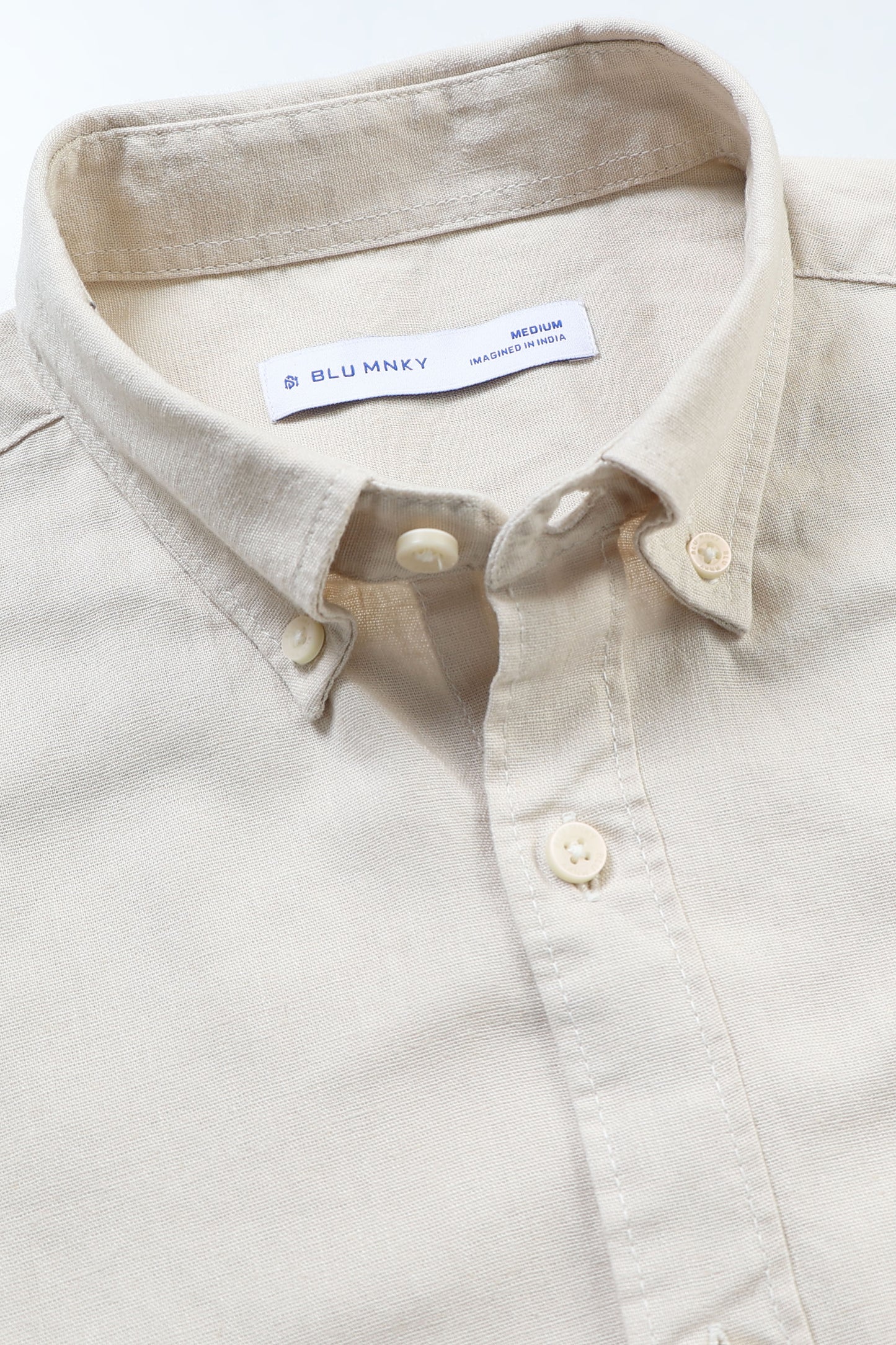 Classic Cotton Linen Button-Down Shirt Cream