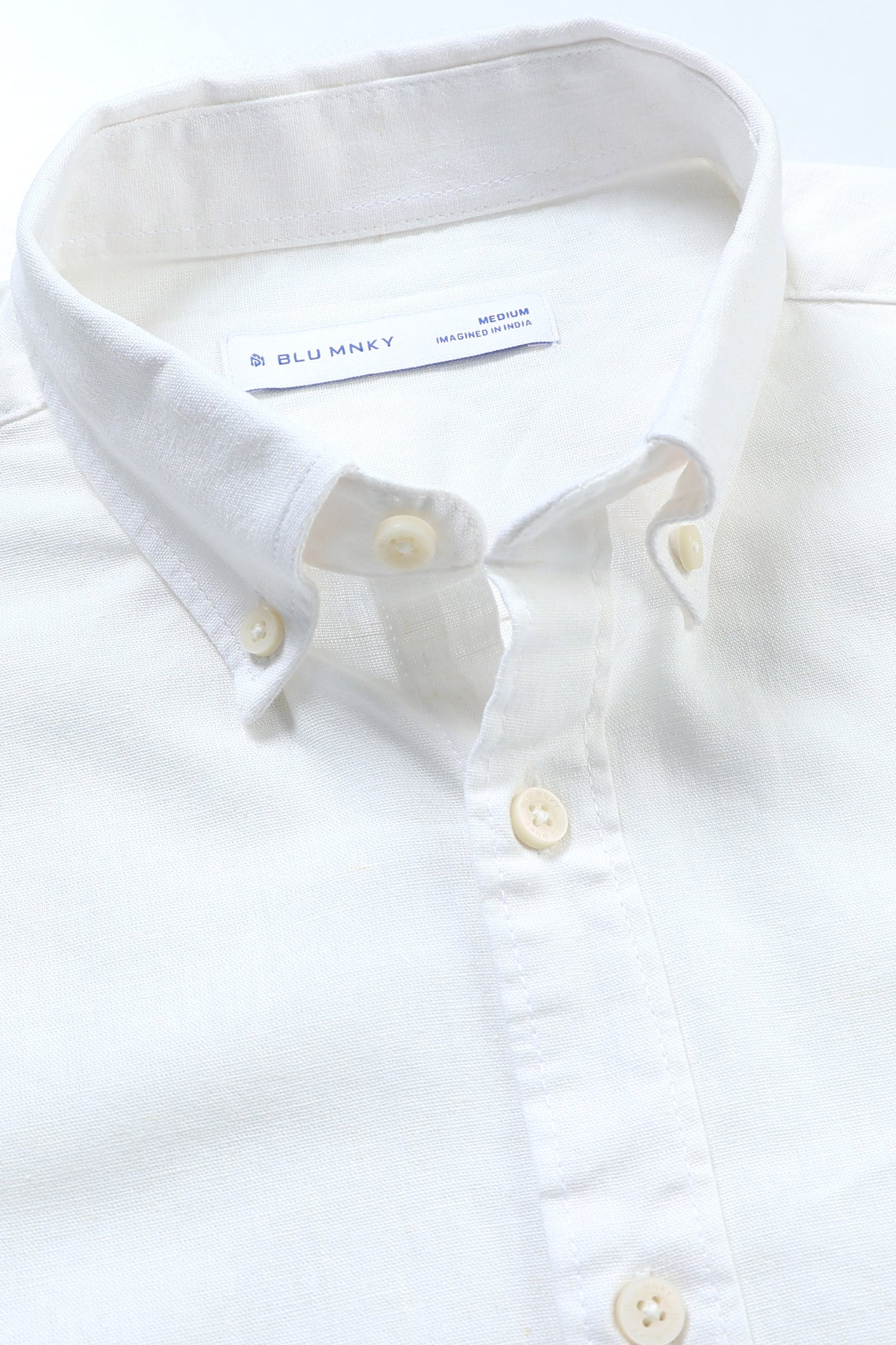 Classic Cotton Linen Button-Down Shirt White
