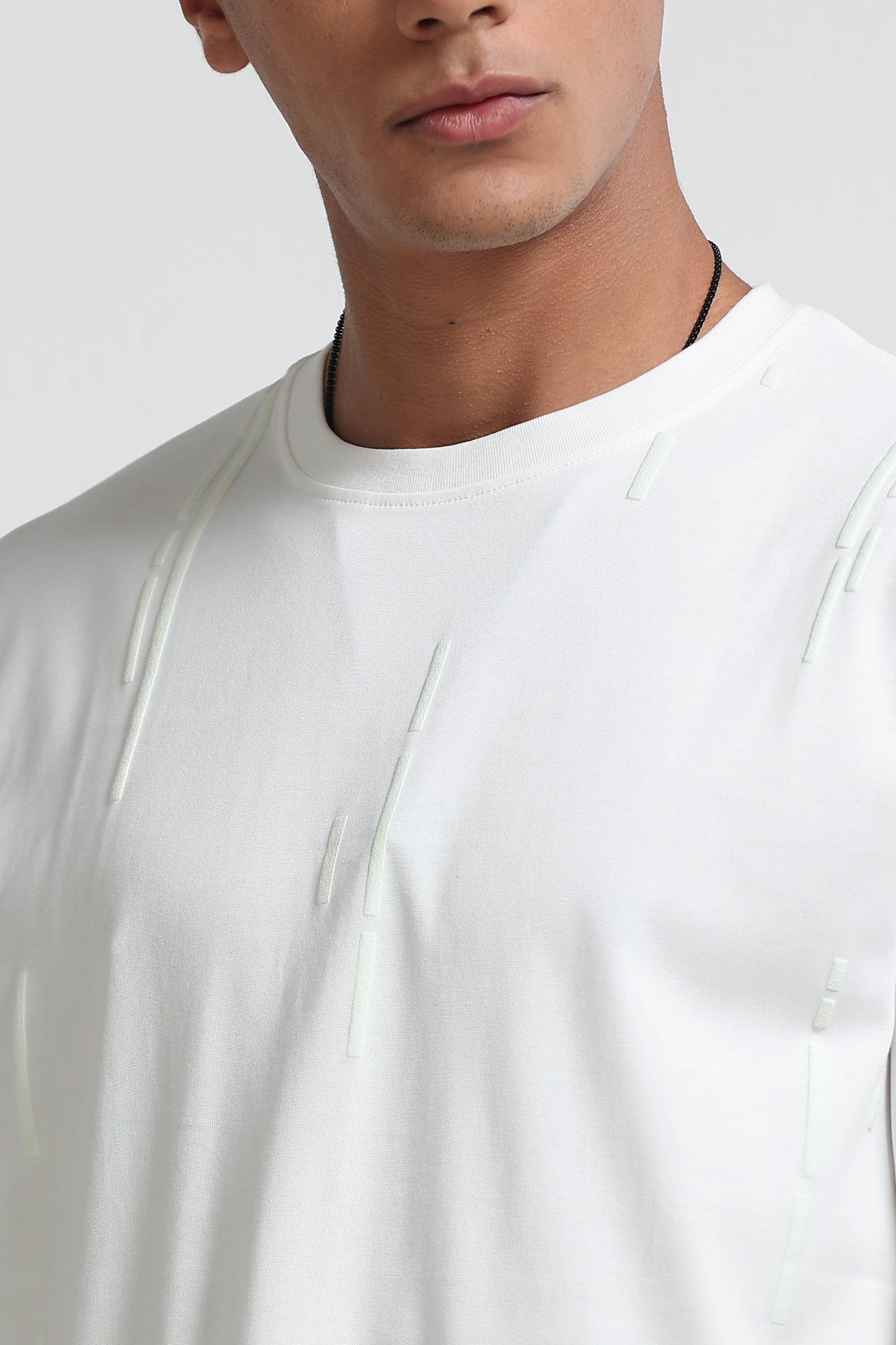 Premium Abstract Line Print Off White T-Shirt