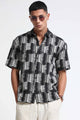 White Black Jacquard Boxy Fit Shirt