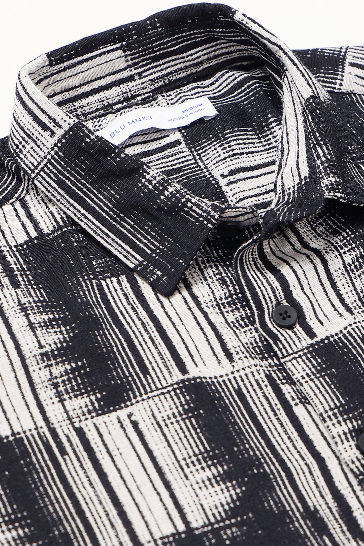White Black Jacquard Boxy Fit Shirt