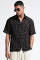 Beige Black Jacquard Boxy Fit Shirt