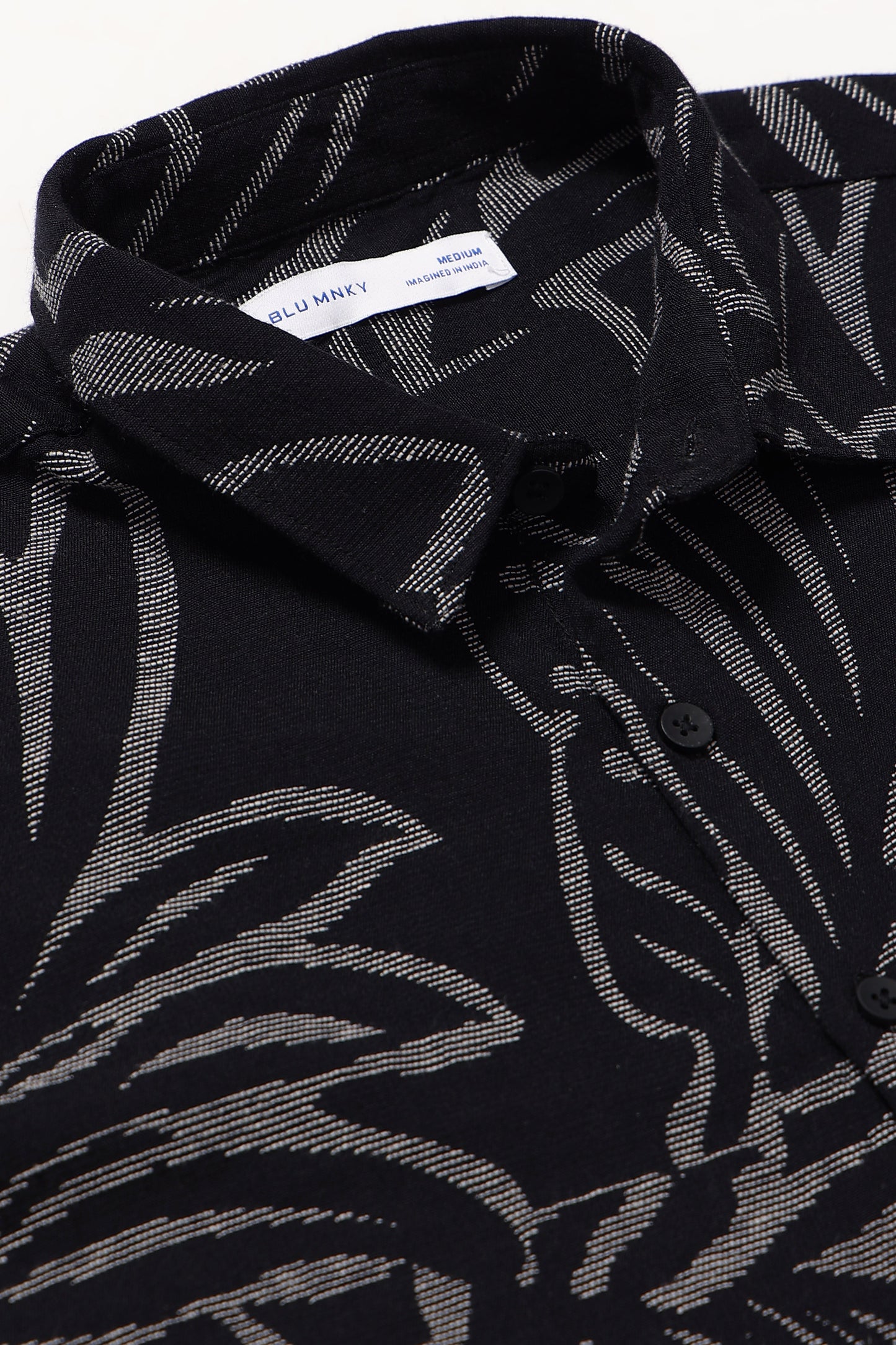 Black White Jacquard Boxy Fit Shirt