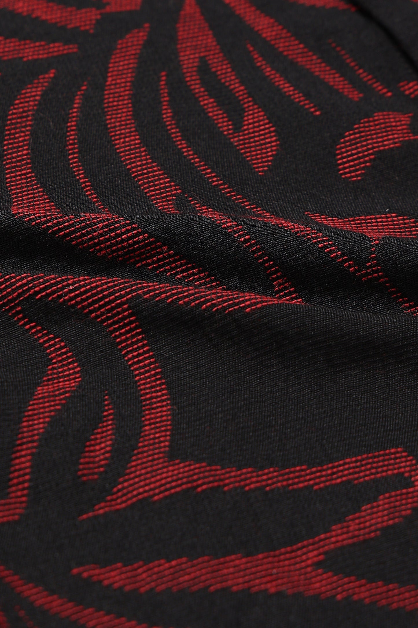 Red Black Jacquard Boxy Fit Shirt