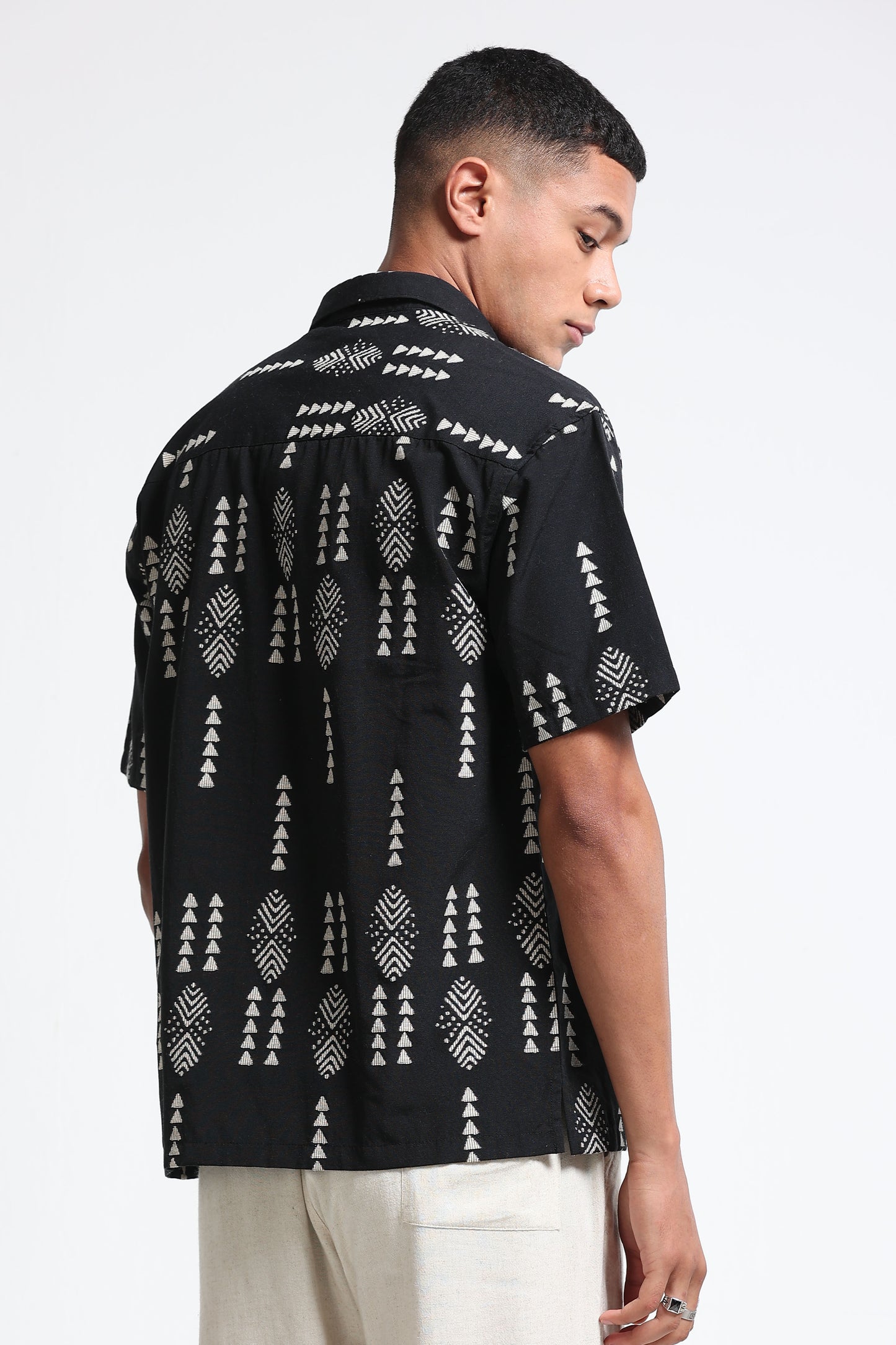 Black Jacquard Boxy Fit Shirt