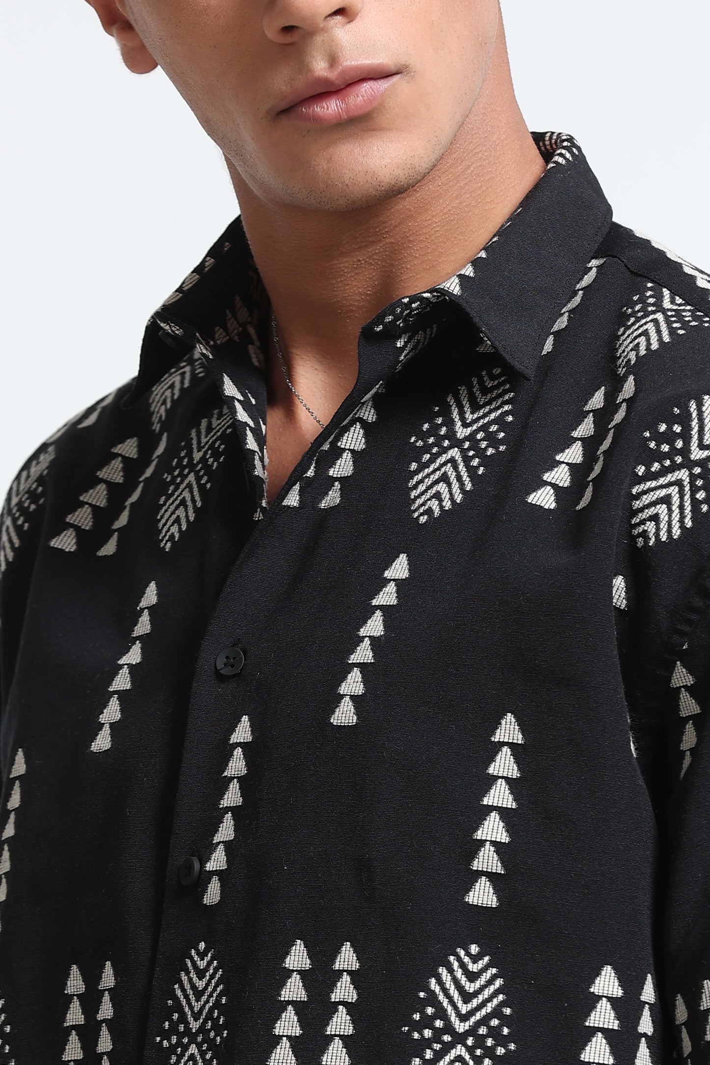 Black Jacquard Boxy Fit Shirt