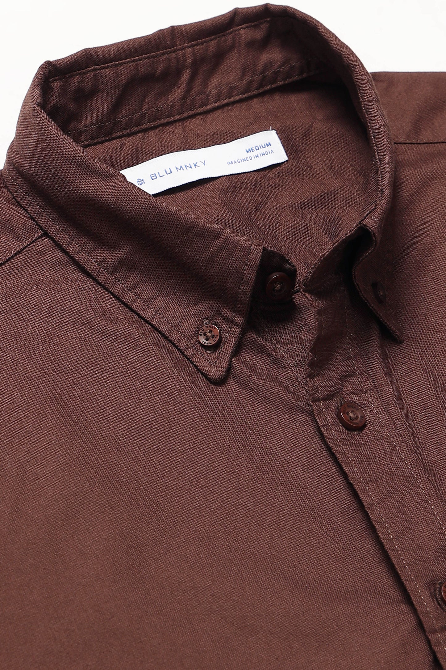 Cotton Oxford Solid Shirt Brown