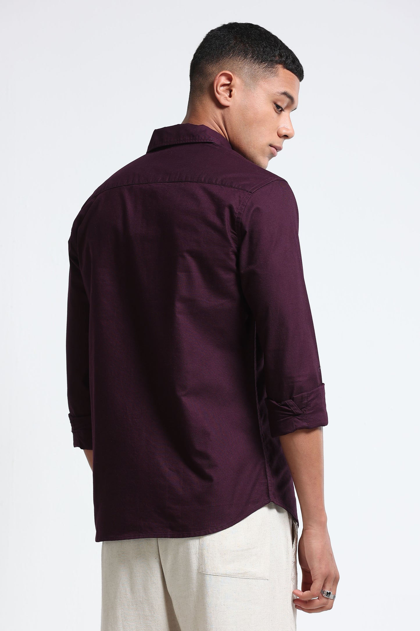 Cotton Oxford Solid Shirt Burgundy