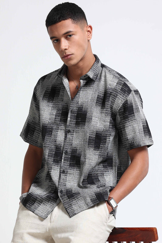 White Jacquard Boxy Fit Shirt