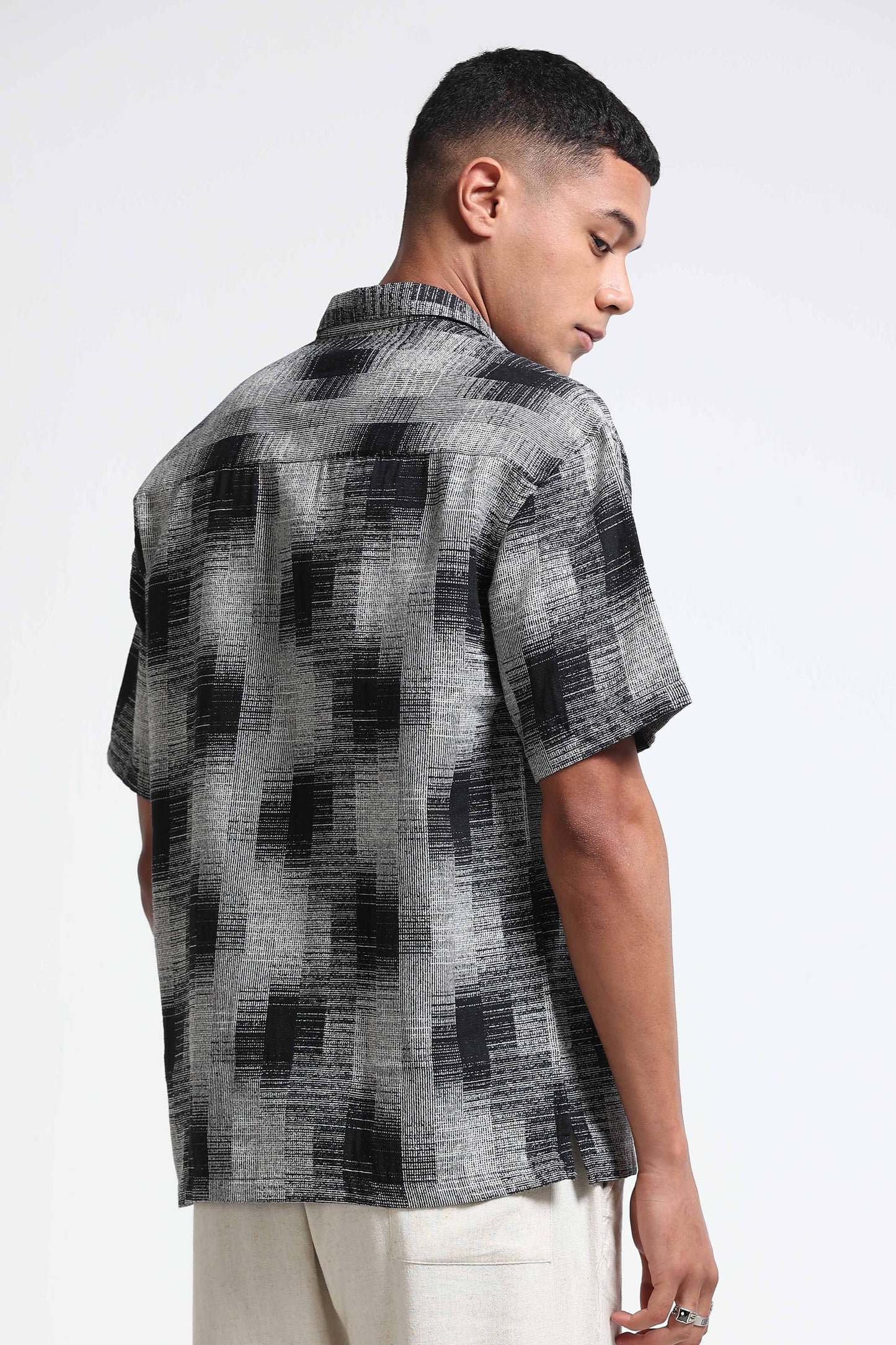 White Jacquard Boxy Fit Shirt