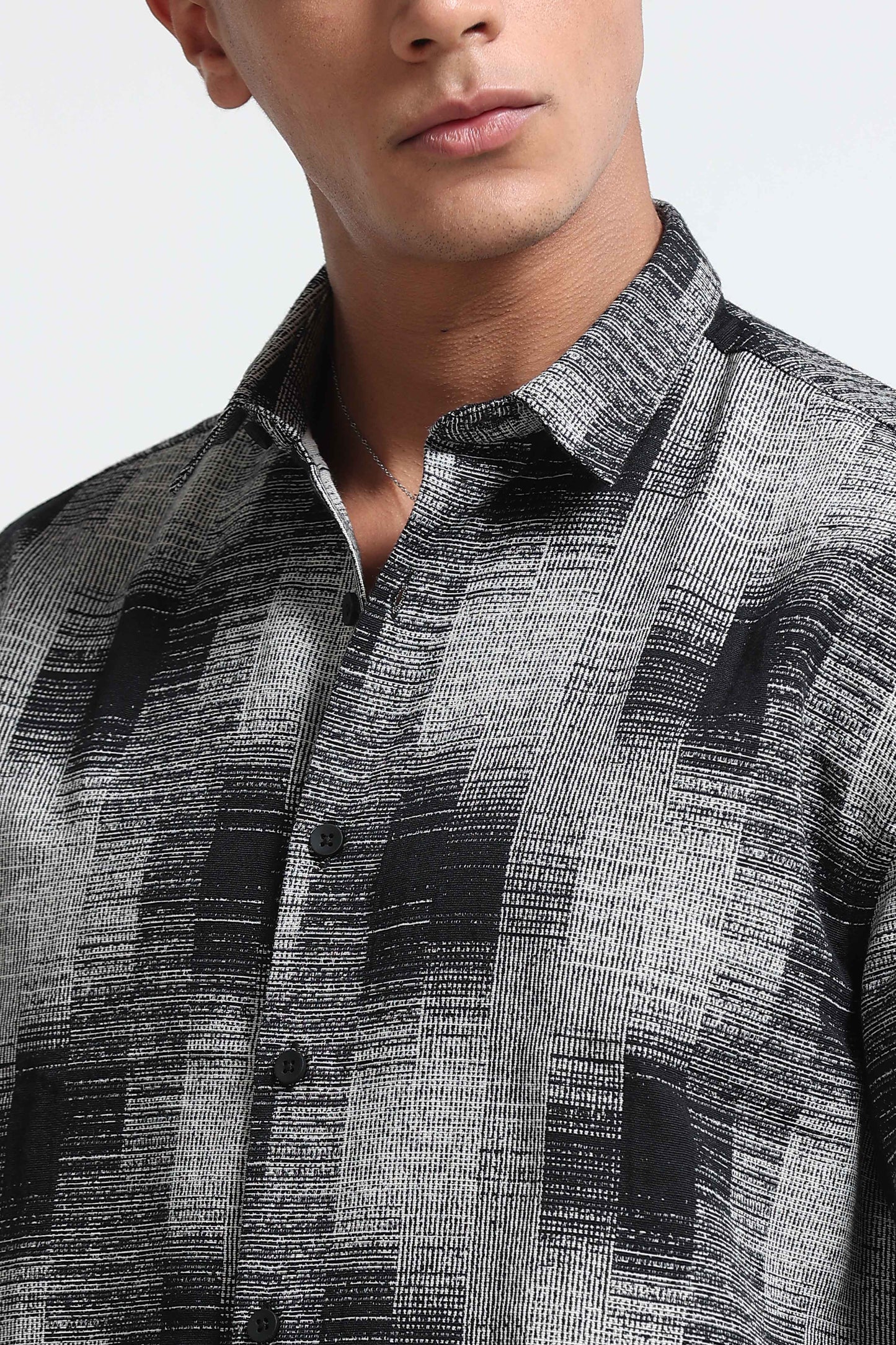 White Jacquard Boxy Fit Shirt