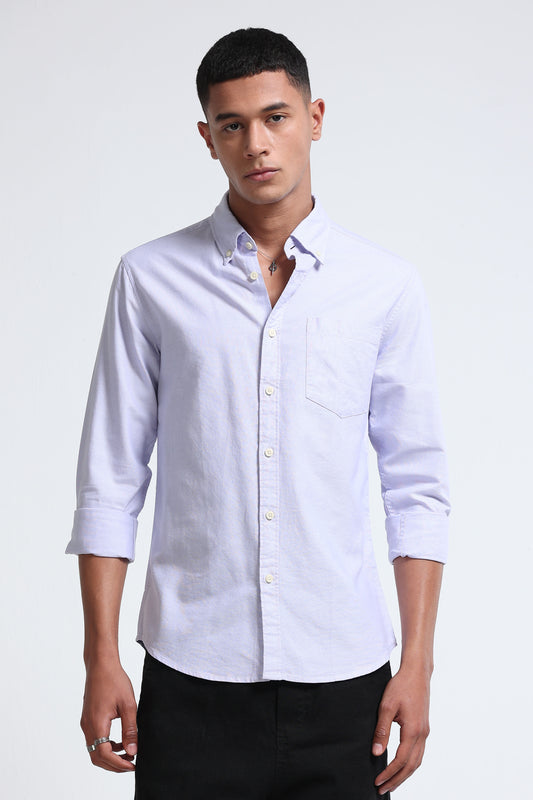 Cotton Oxford Slim Fit Shirt Lavender