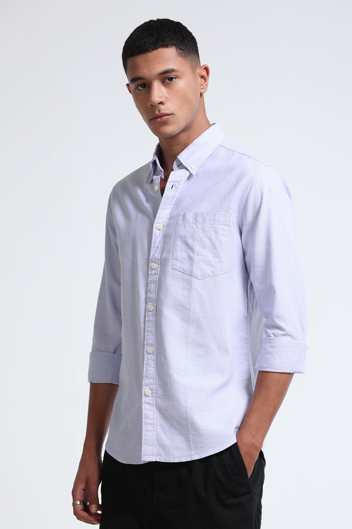 Cotton Oxford Slim Fit Shirt Lavender