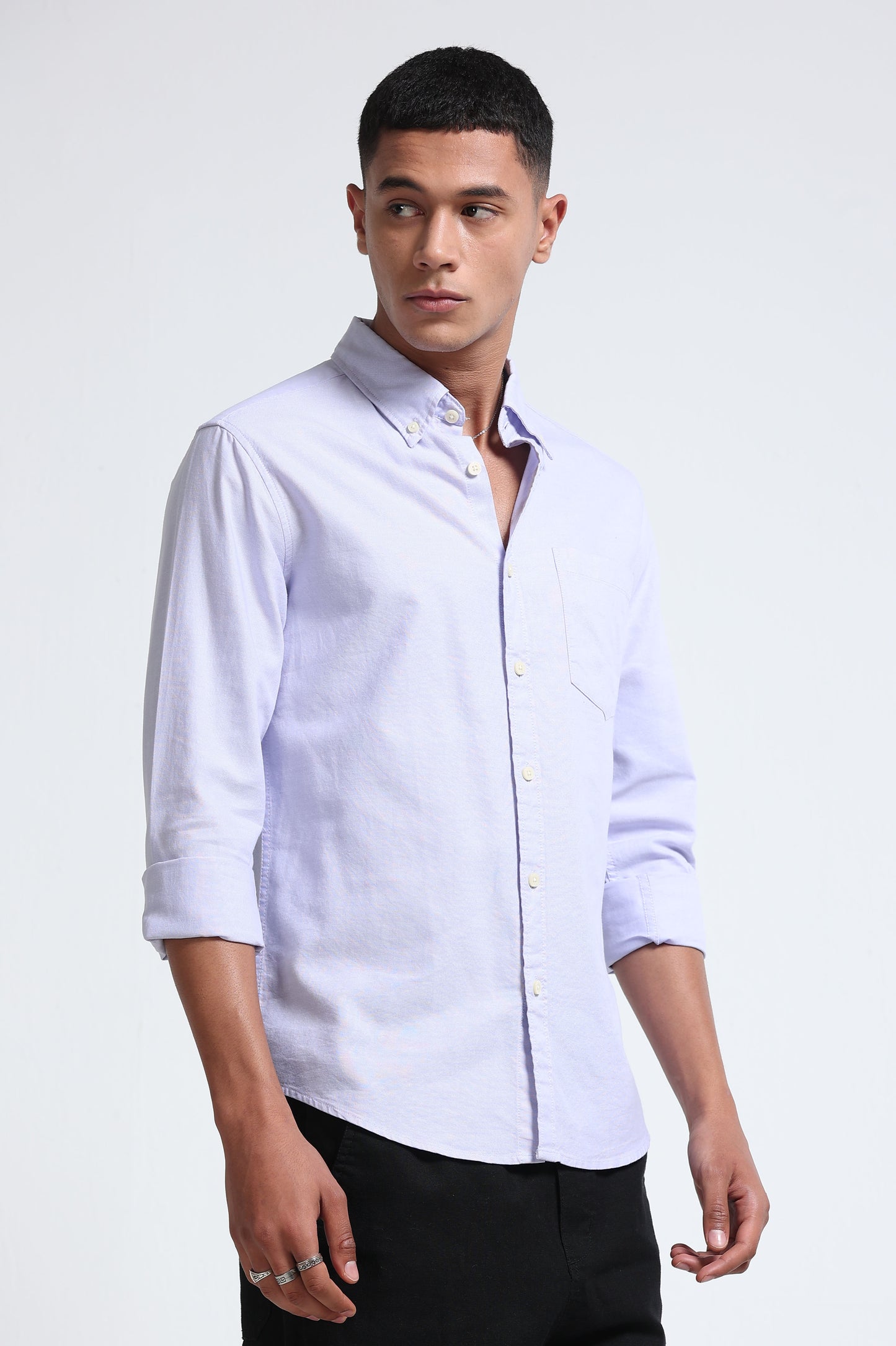 Cotton Oxford Slim Fit Shirt Lavender