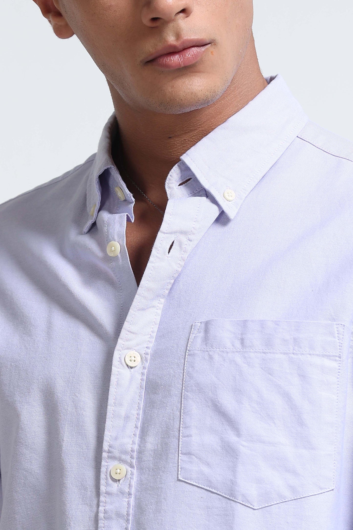 Cotton Oxford Slim Fit Shirt Lavender