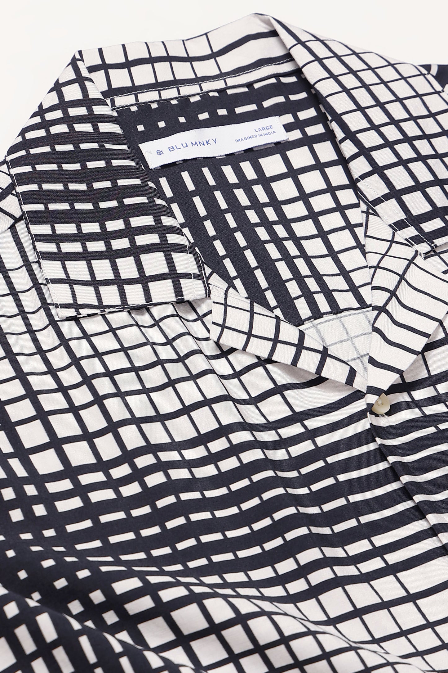 Oversized Panel Print Shirt Black White