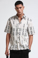 Cream Black Jacquard Boxy Fit Shirt