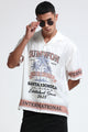 Oversized Panel Print Shirt White Brown