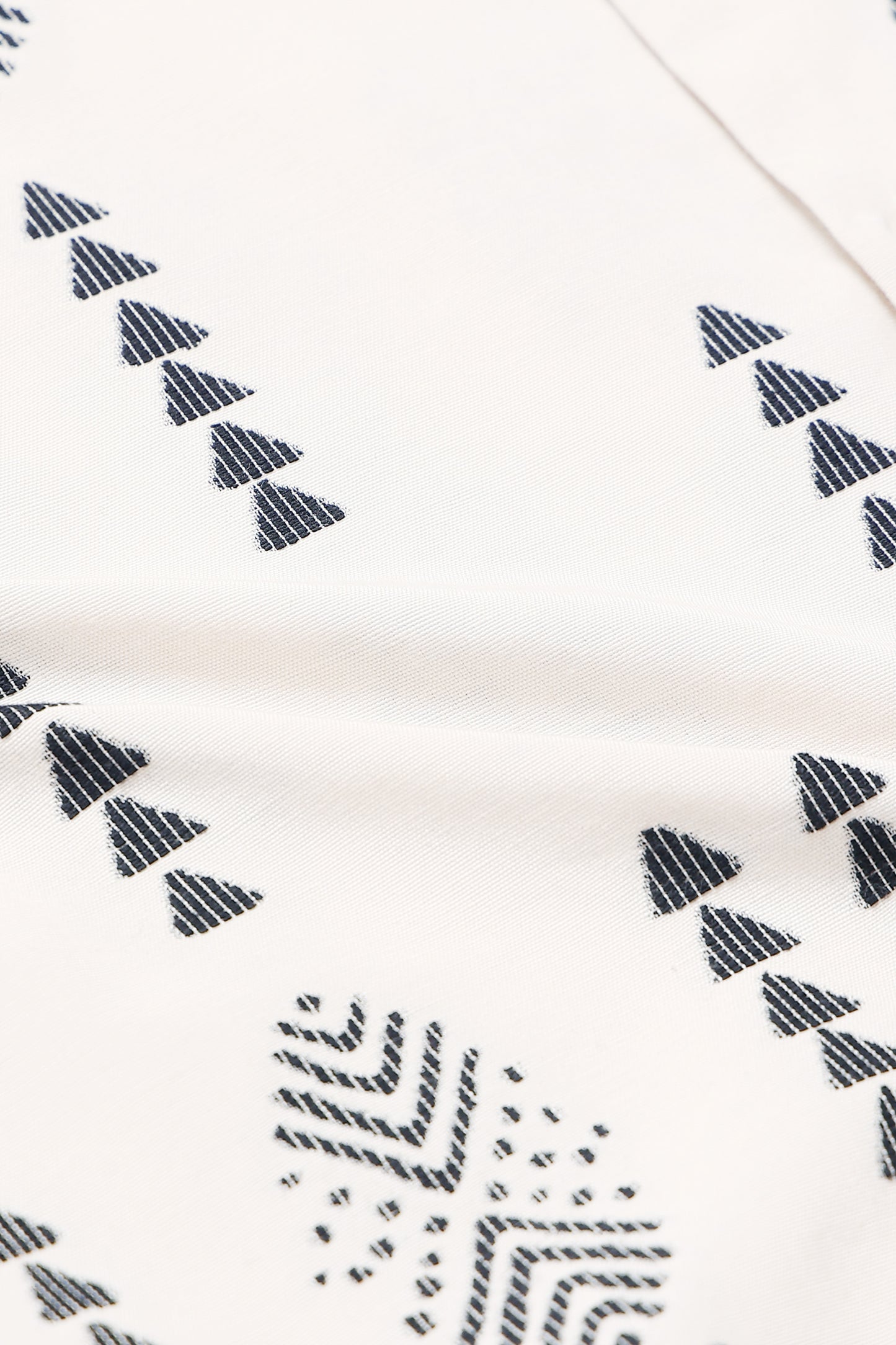 Cream Black Jacquard Boxy Fit Shirt