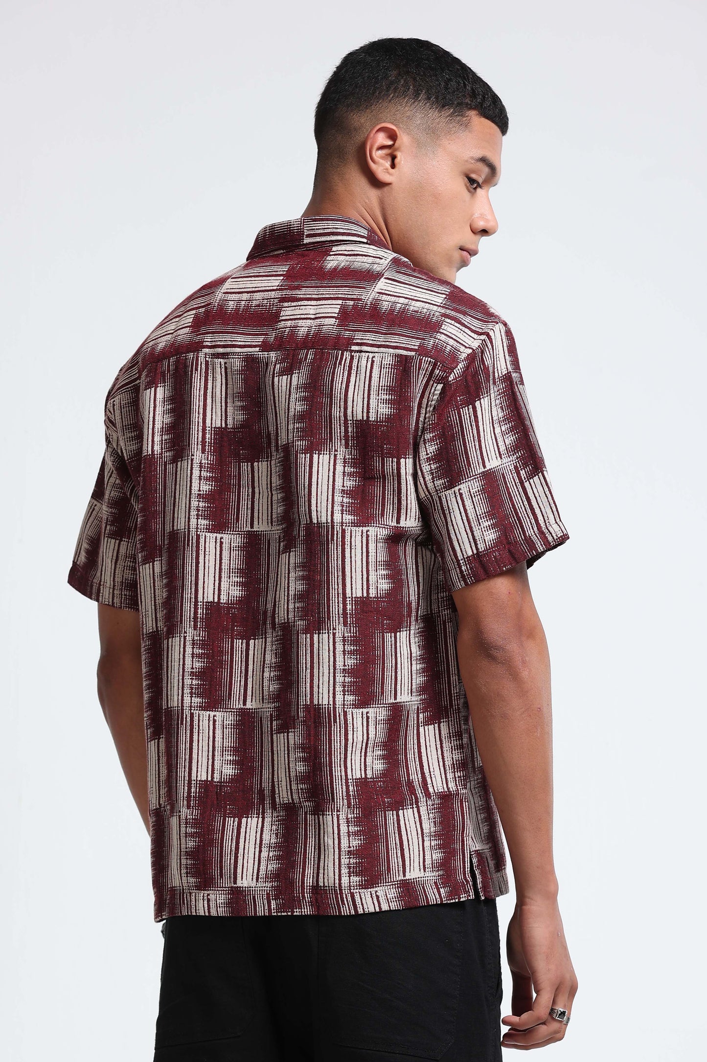 Maroon Jacquard Boxy Fit Shirt