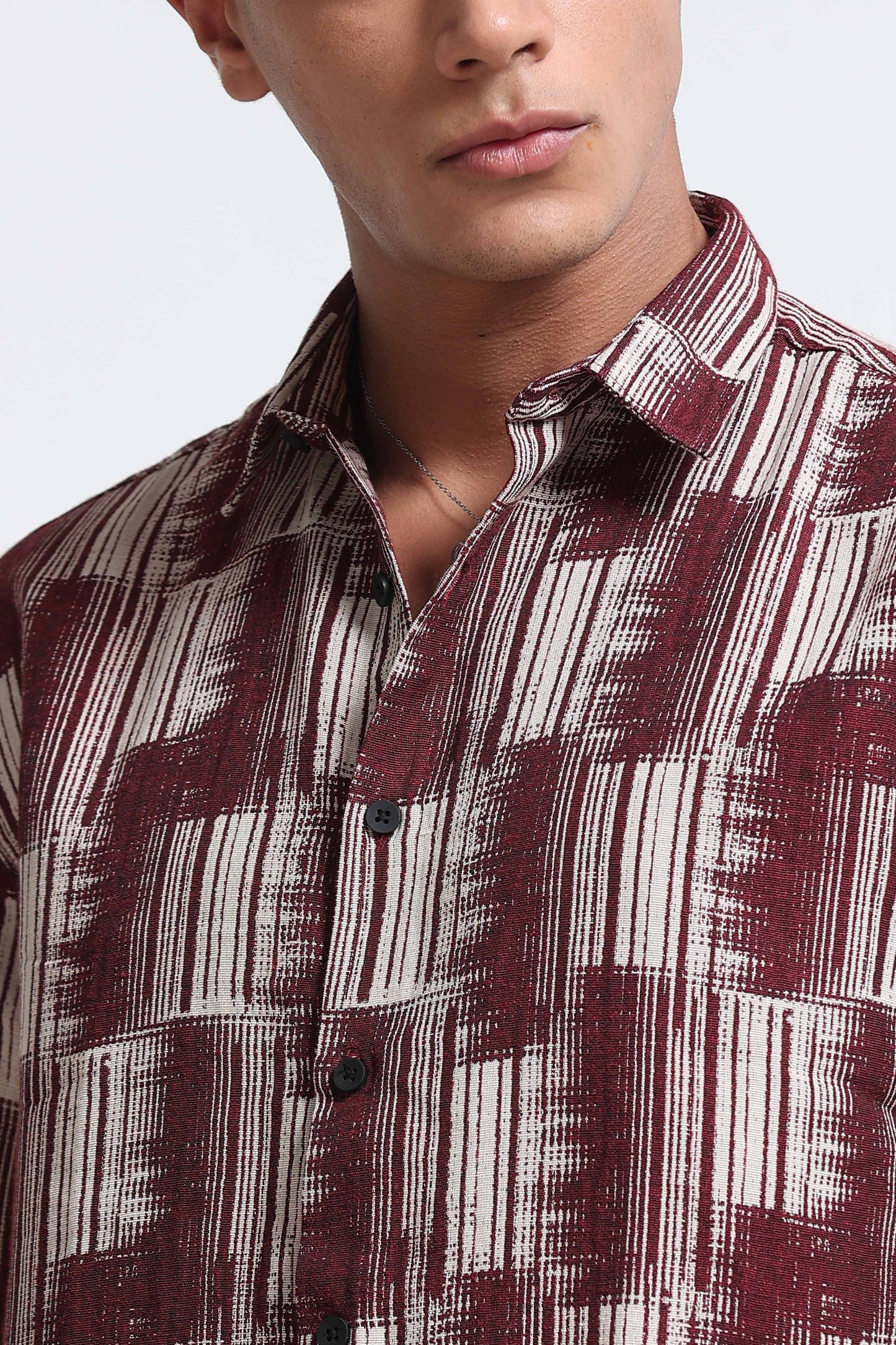 Maroon Jacquard Boxy Fit Shirt