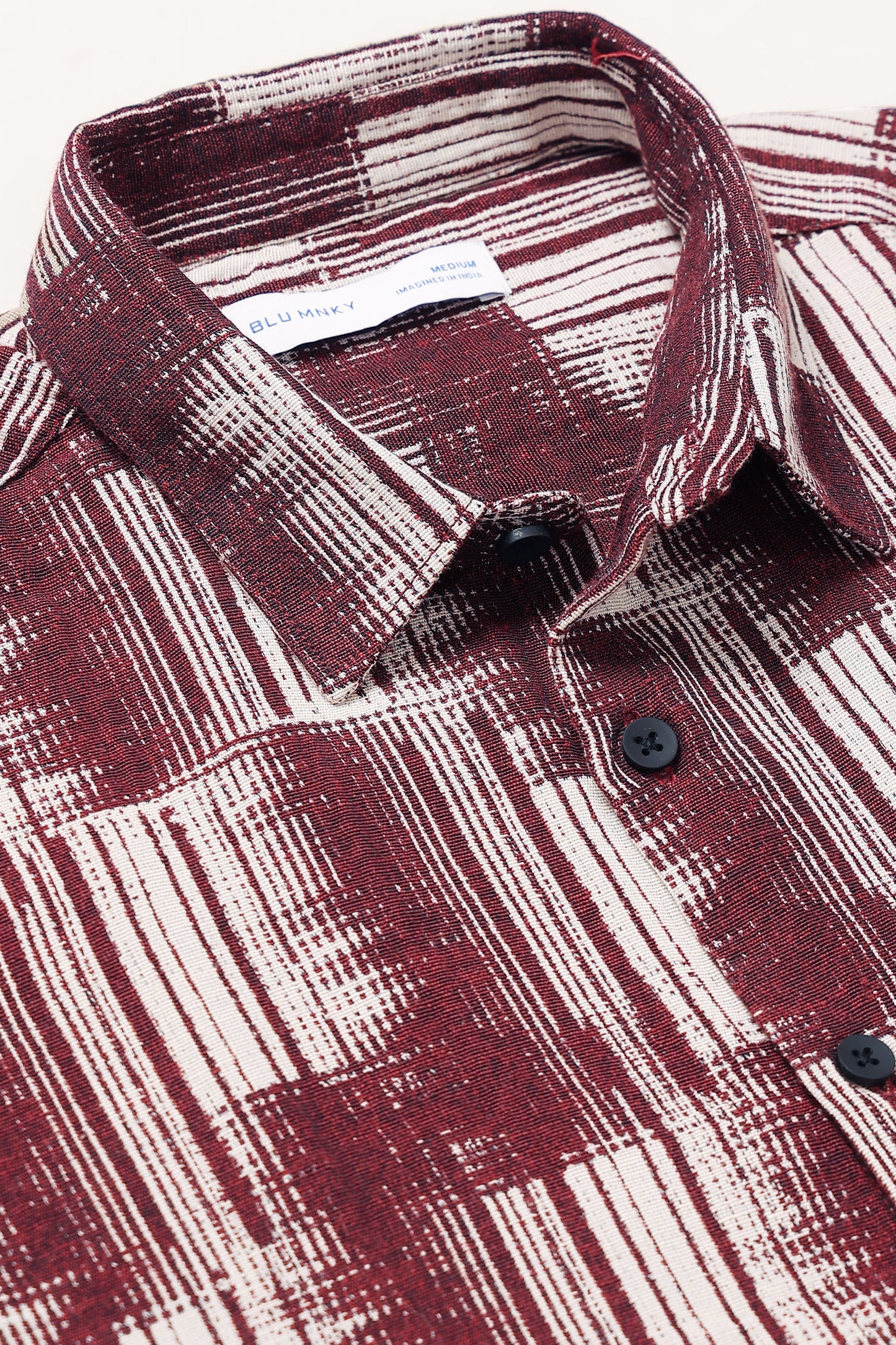 Maroon Jacquard Boxy Fit Shirt