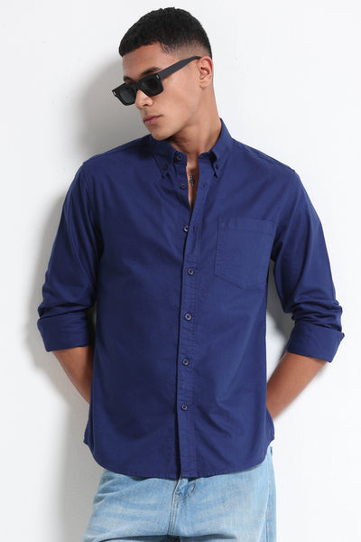 Royal Blue Cotton Oxford Shirt - Slim Fit