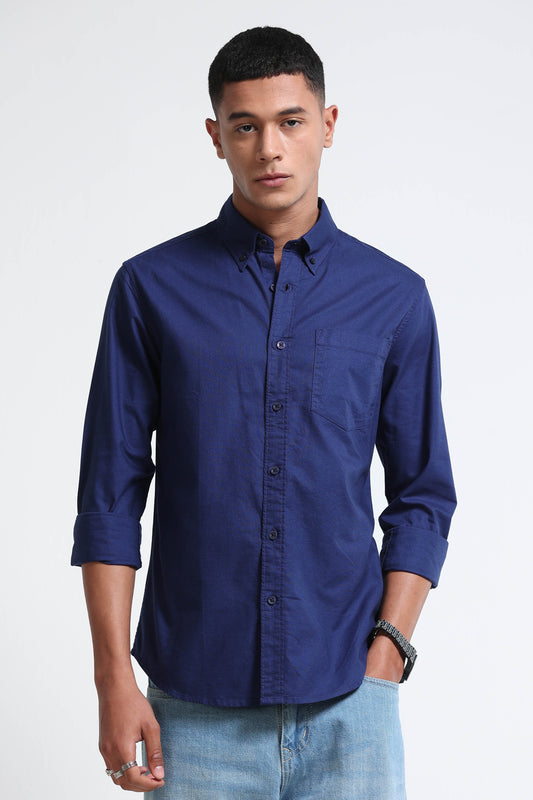 Cotton Oxford Solid Shirt Royal Blue