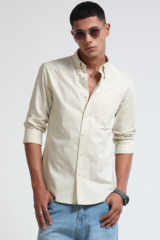 Cotton Oxford Solid Shirt Cream