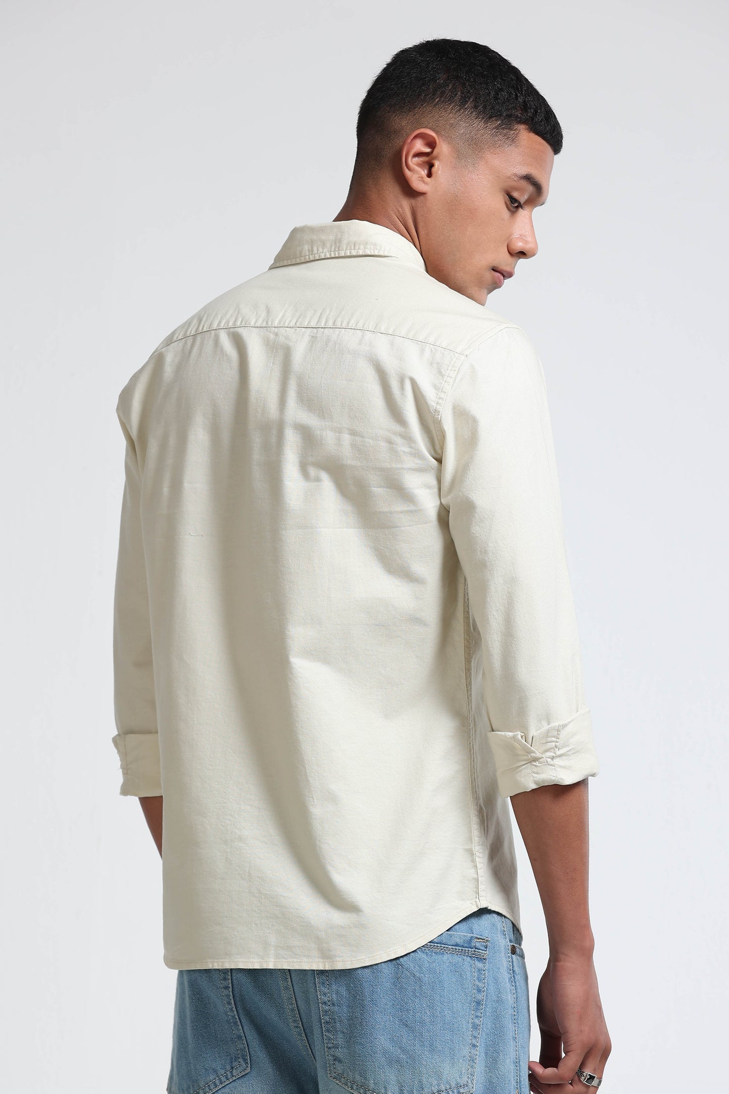 Cotton Oxford Solid Shirt Cream