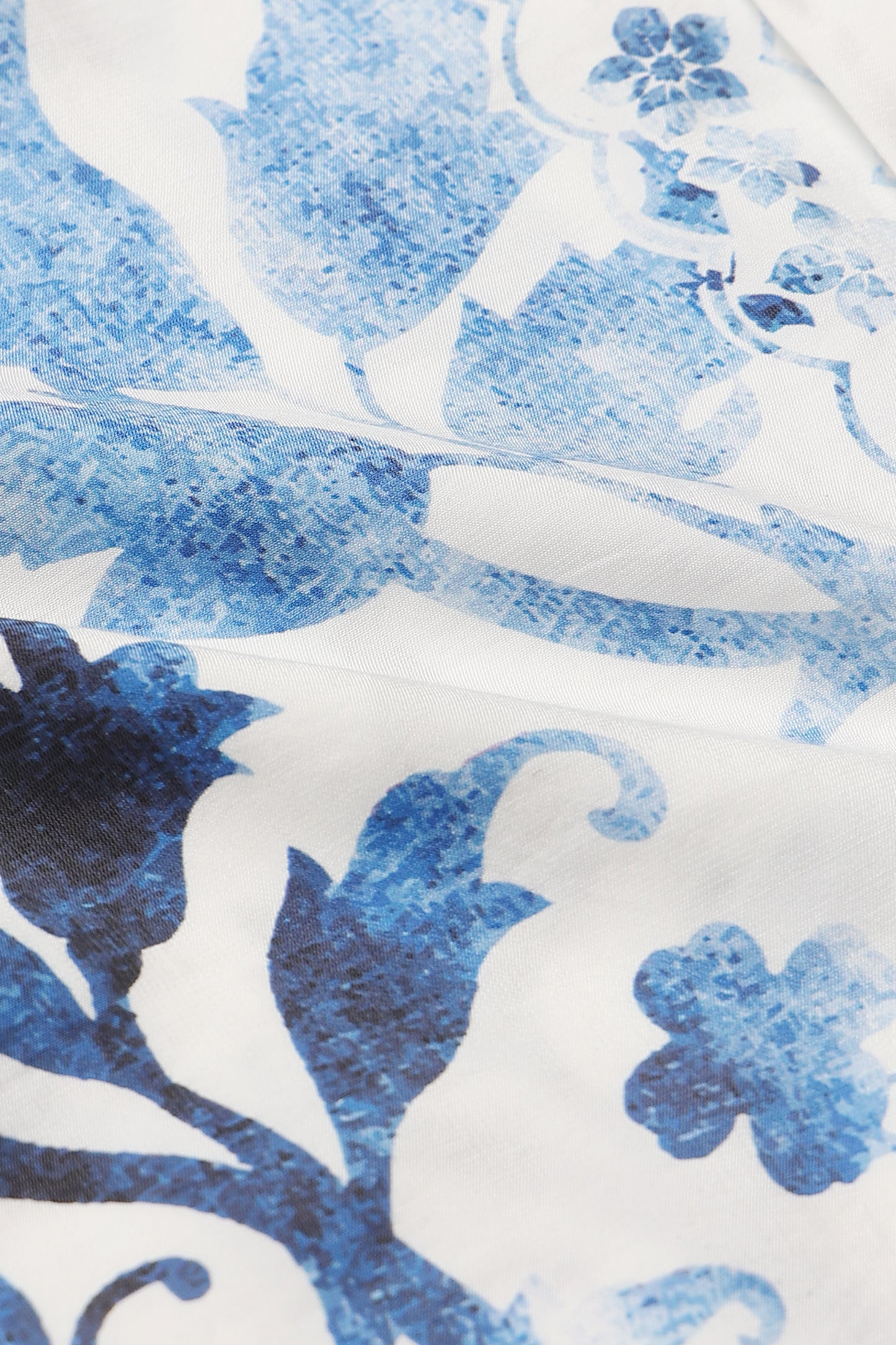 Oversized Panel Print Shirt Blue White