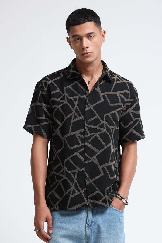 Yellow Jacquard Boxy Fit Shirt