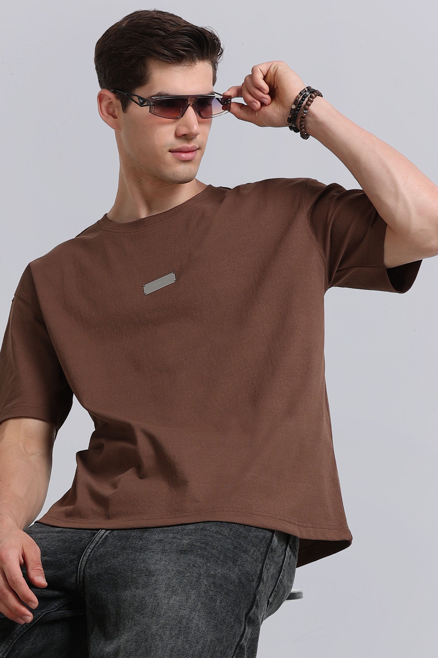 Essential Oversized Crew Neck T-Shirt Brown