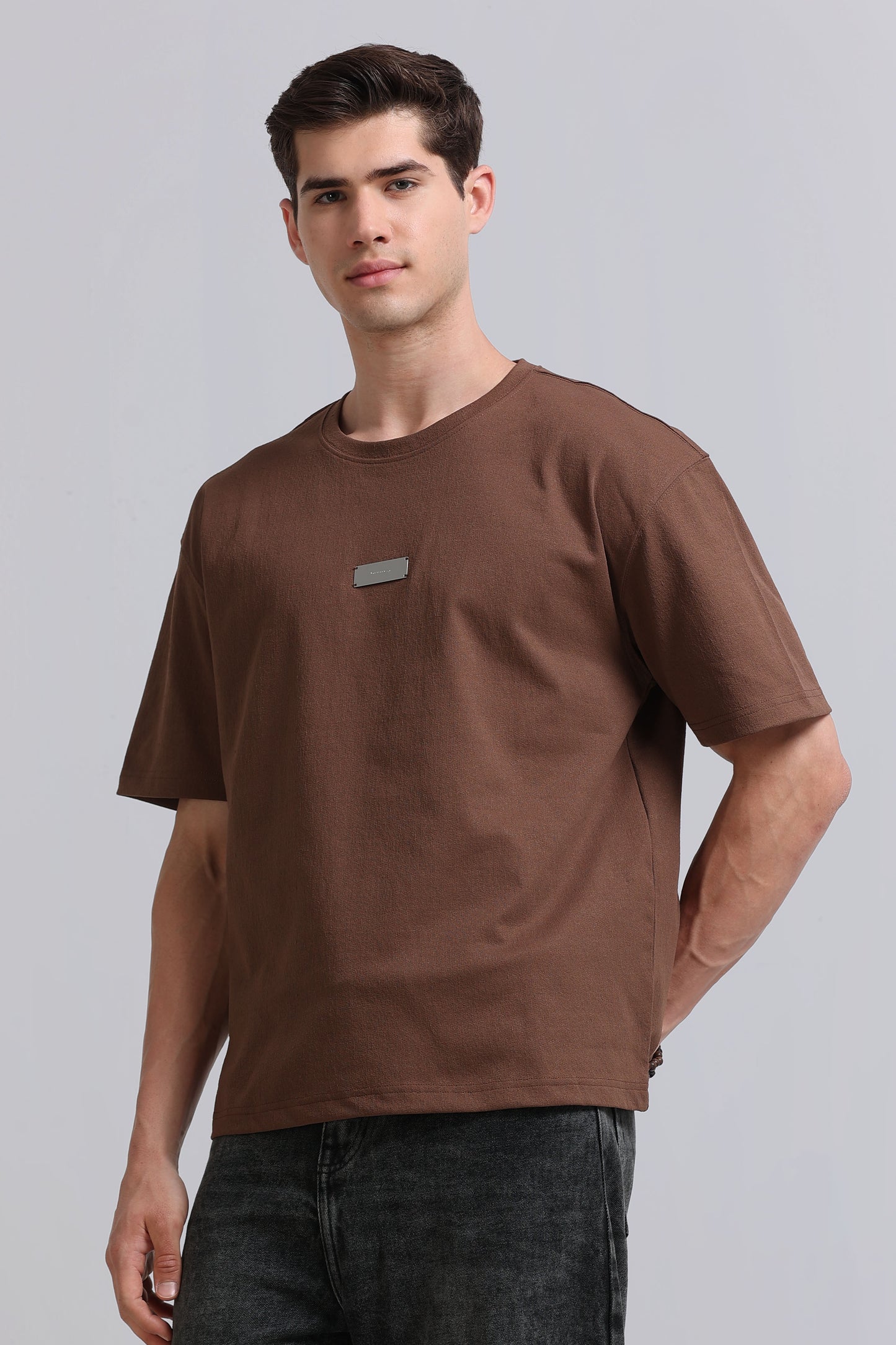Essential Oversized Crew Neck T-Shirt Brown