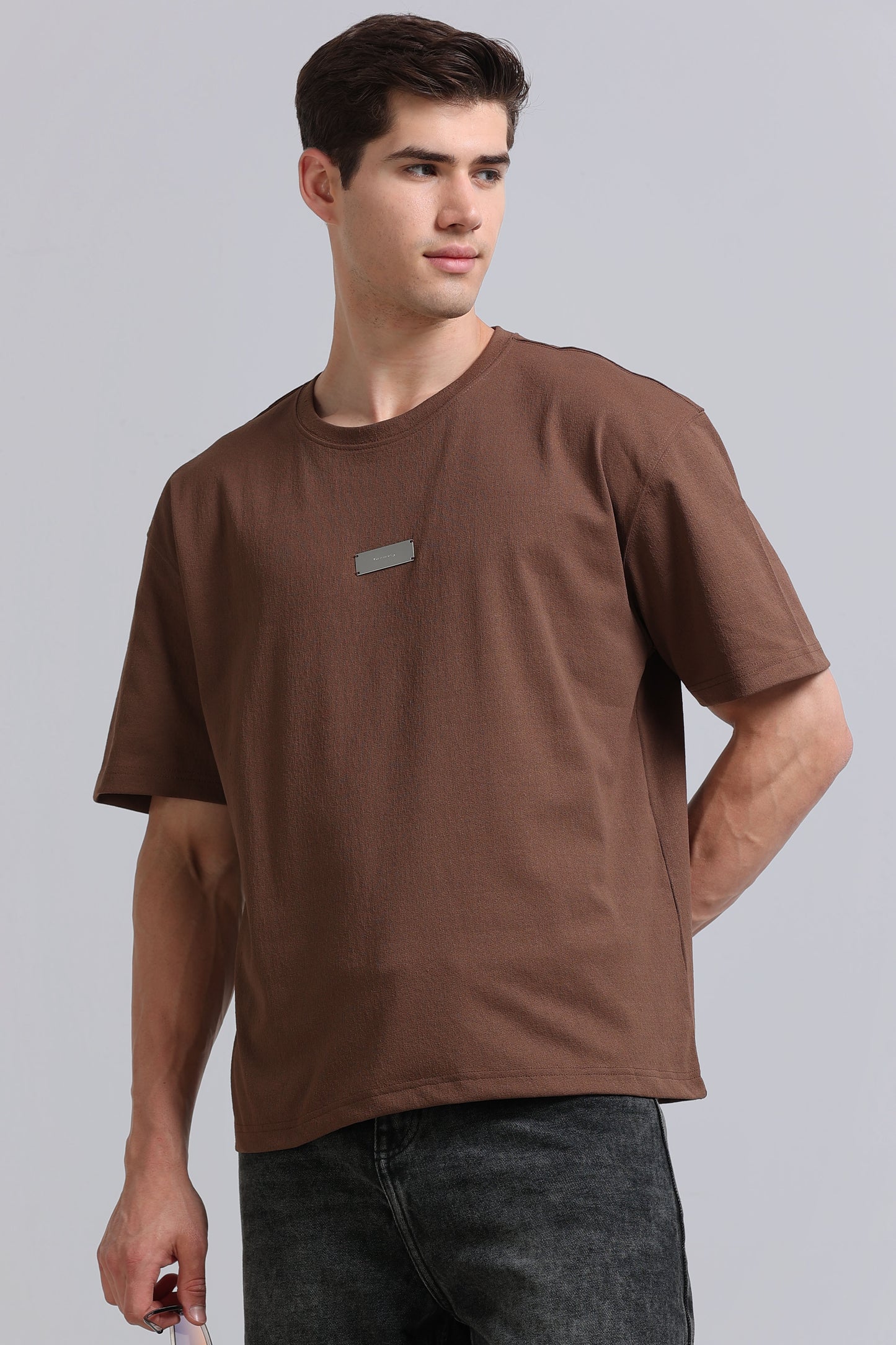 Essential Oversized Crew Neck T-Shirt Brown