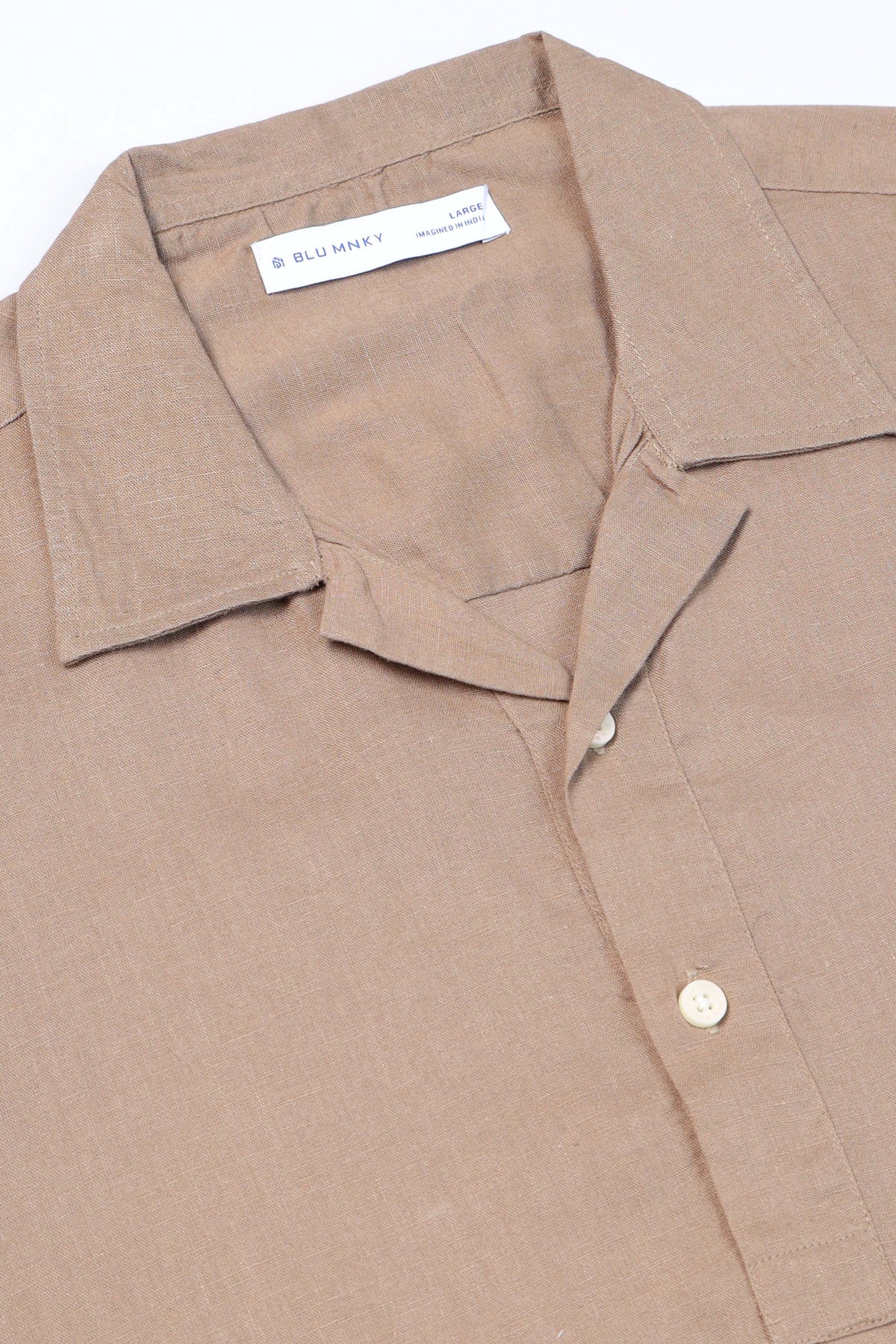 Light Brown Linen Short Kurta - Slim Fit