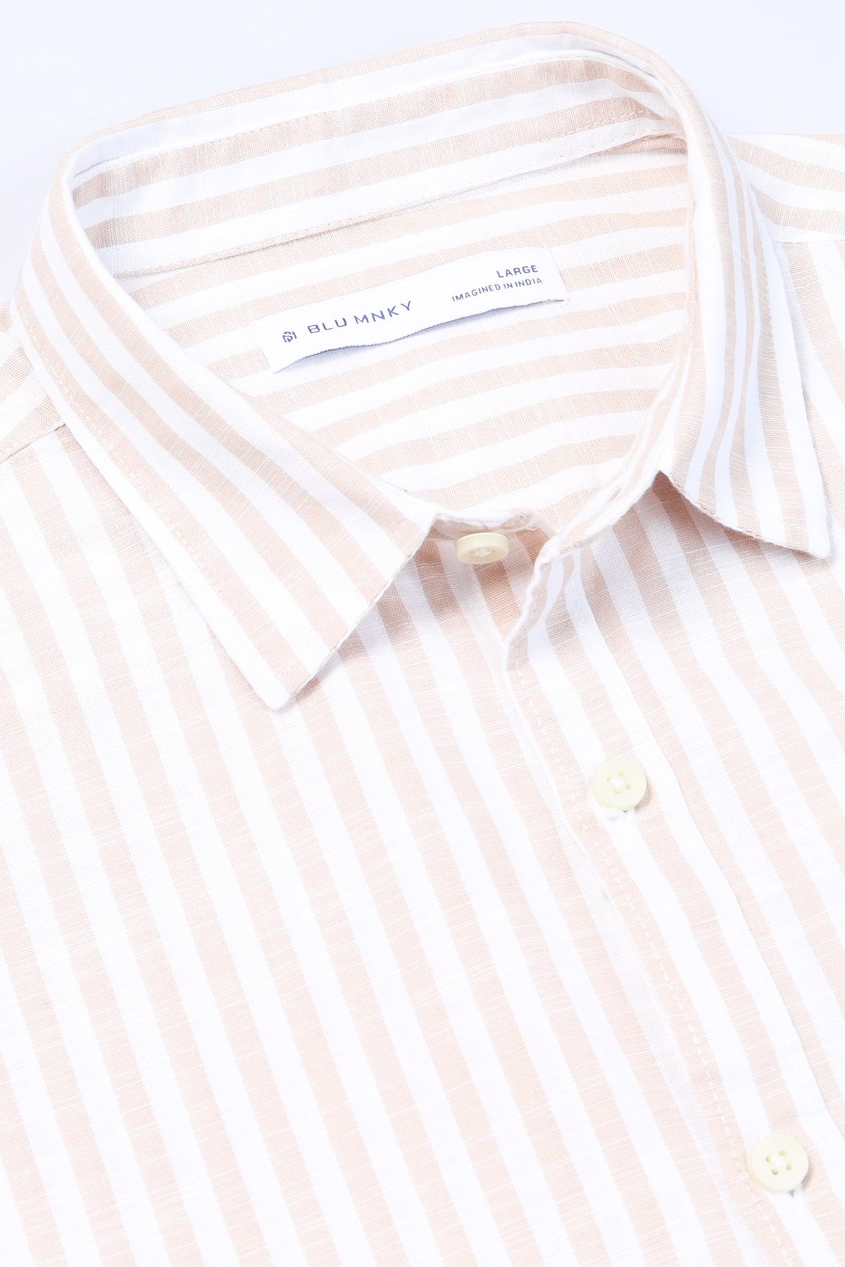 Beige White Pinstripe Shirt - Slim Fit