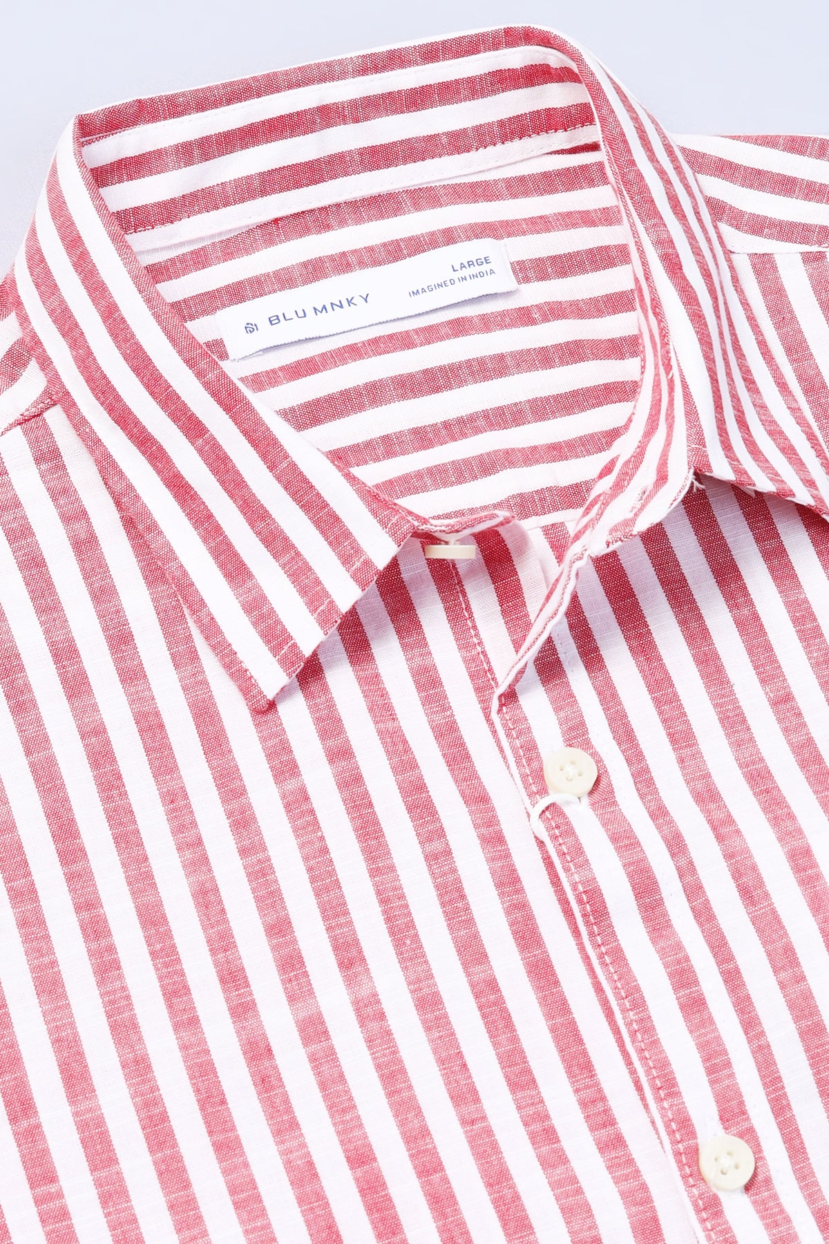 Red White Pinstripe Shirt - Slim Fit
