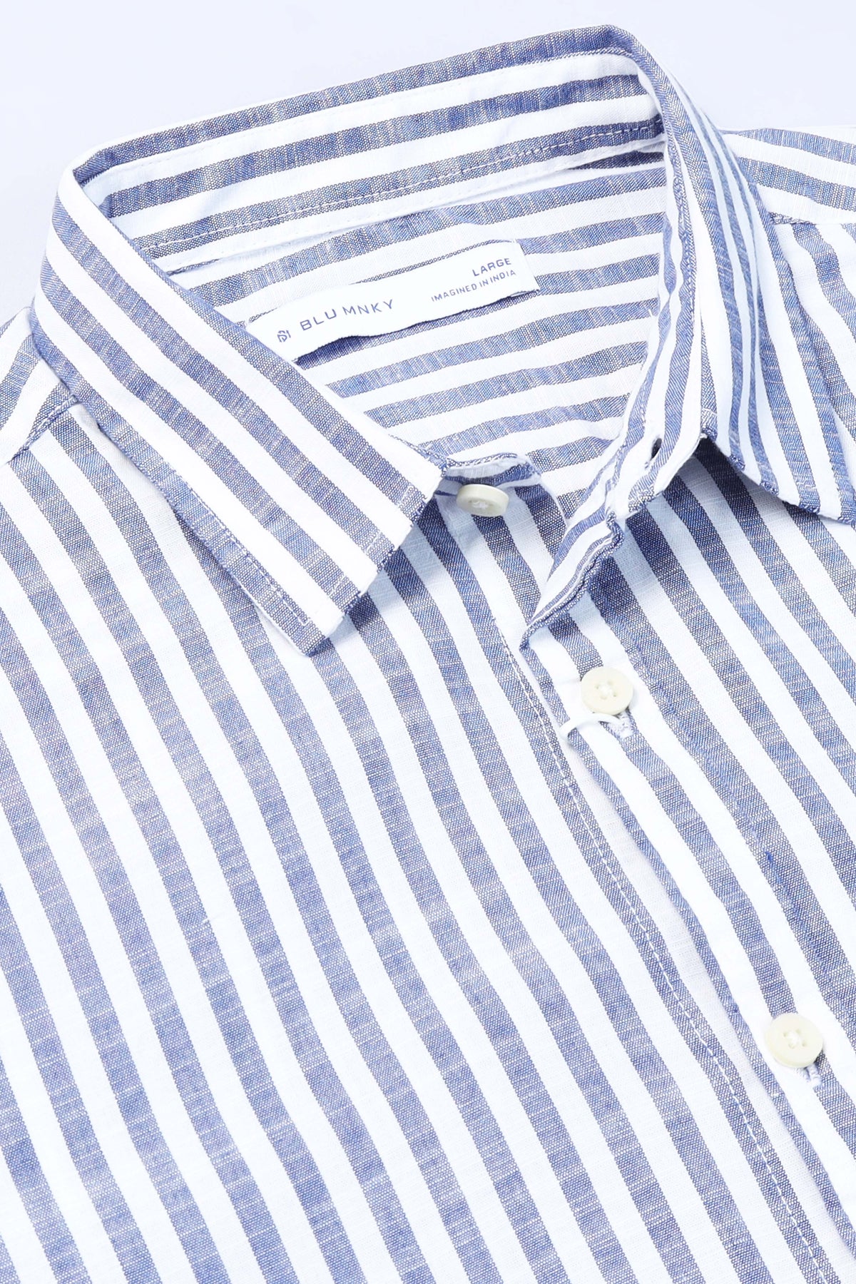 Blue White Pinstripe Shirt - Slim Fit