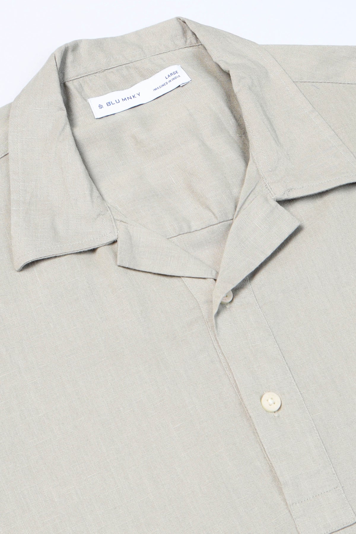 Beige Linen Short Kurta - Slim Fit