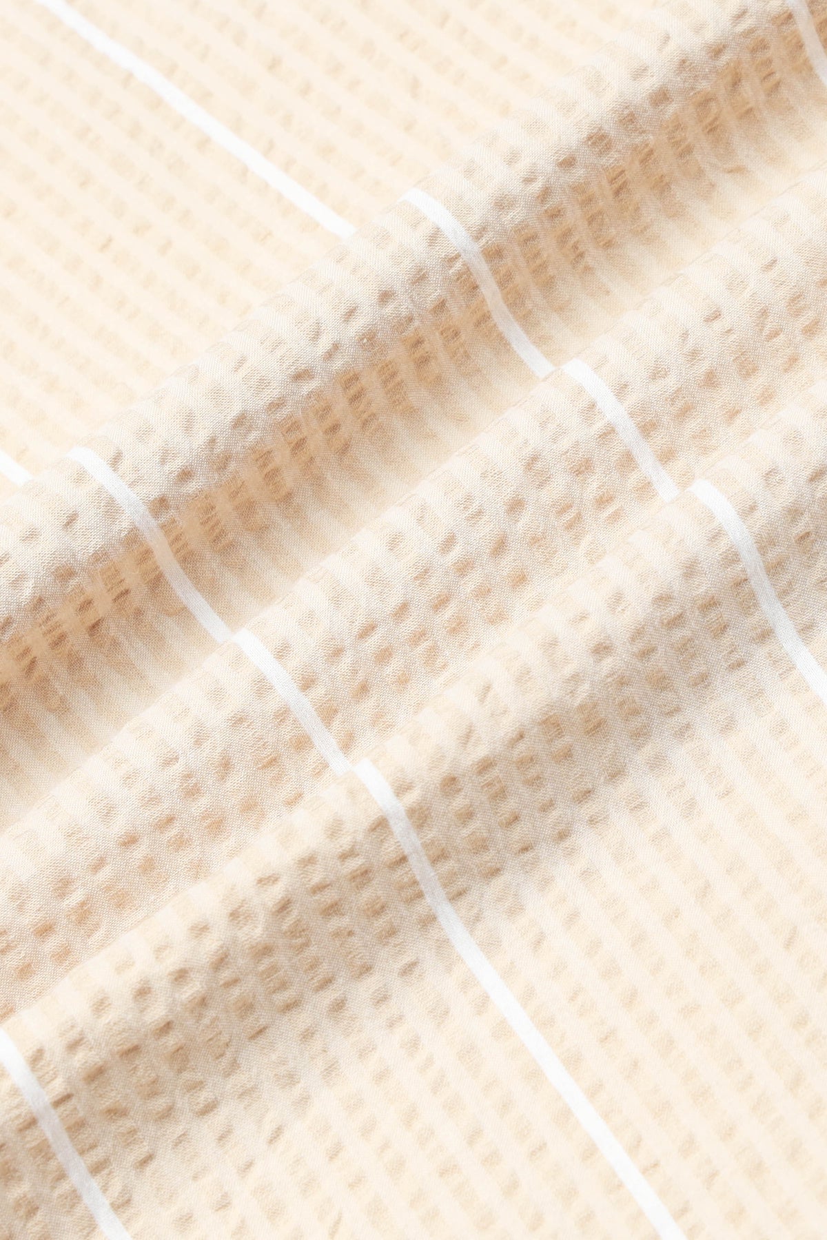 Men's Seersucker Striped Shirt Beige
