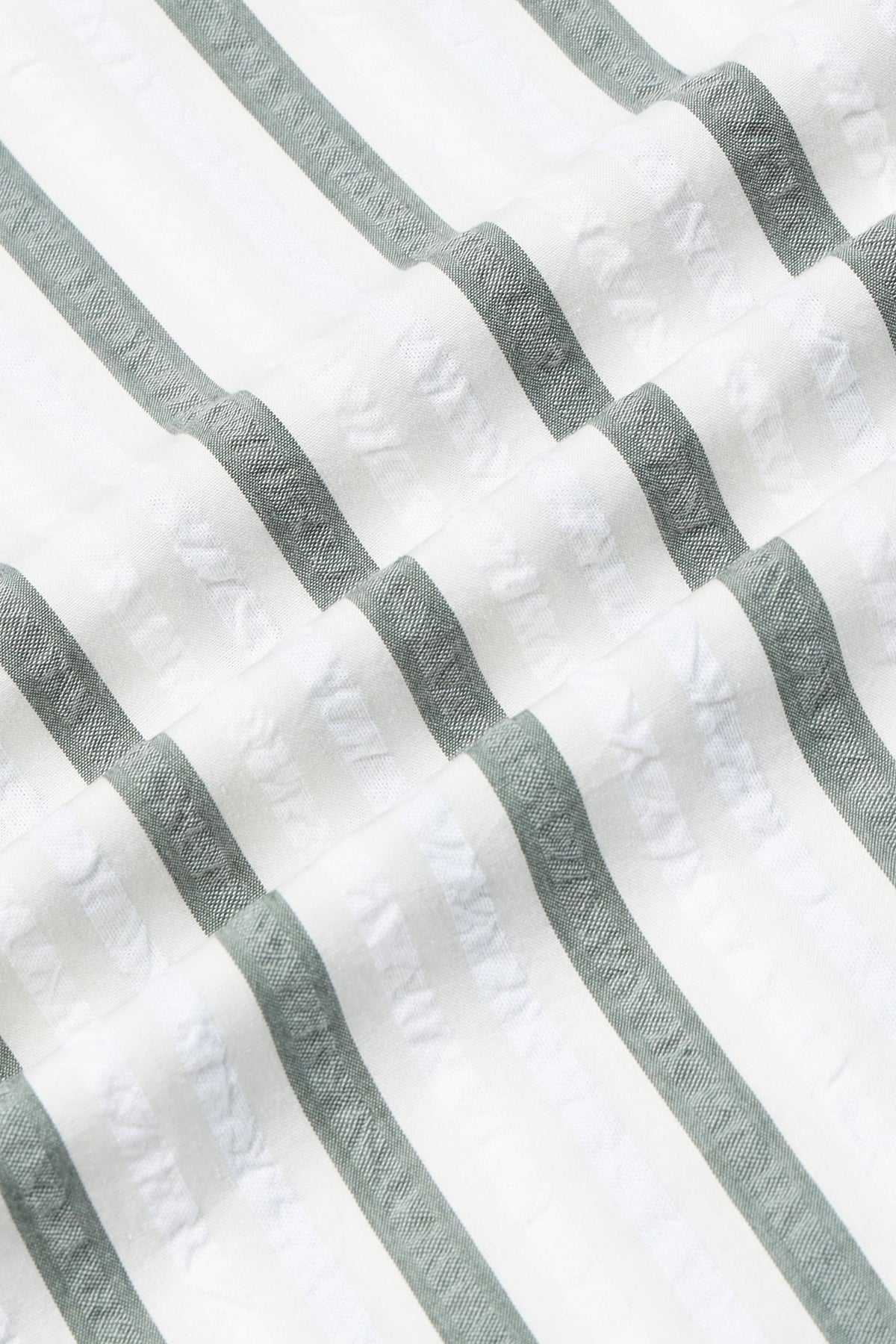 Men's Seersucker Striped Shirt Green Cream
