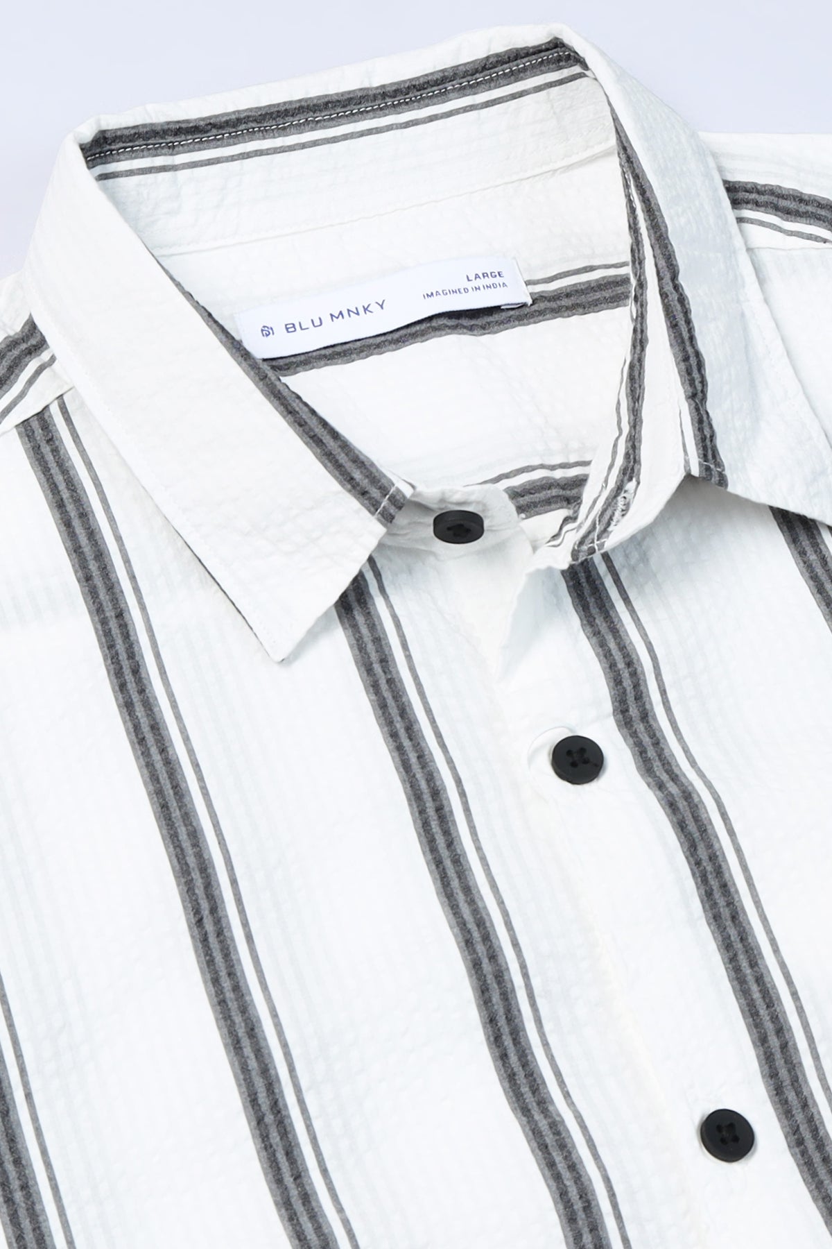 Men's Seersucker Striped Shirt White Black