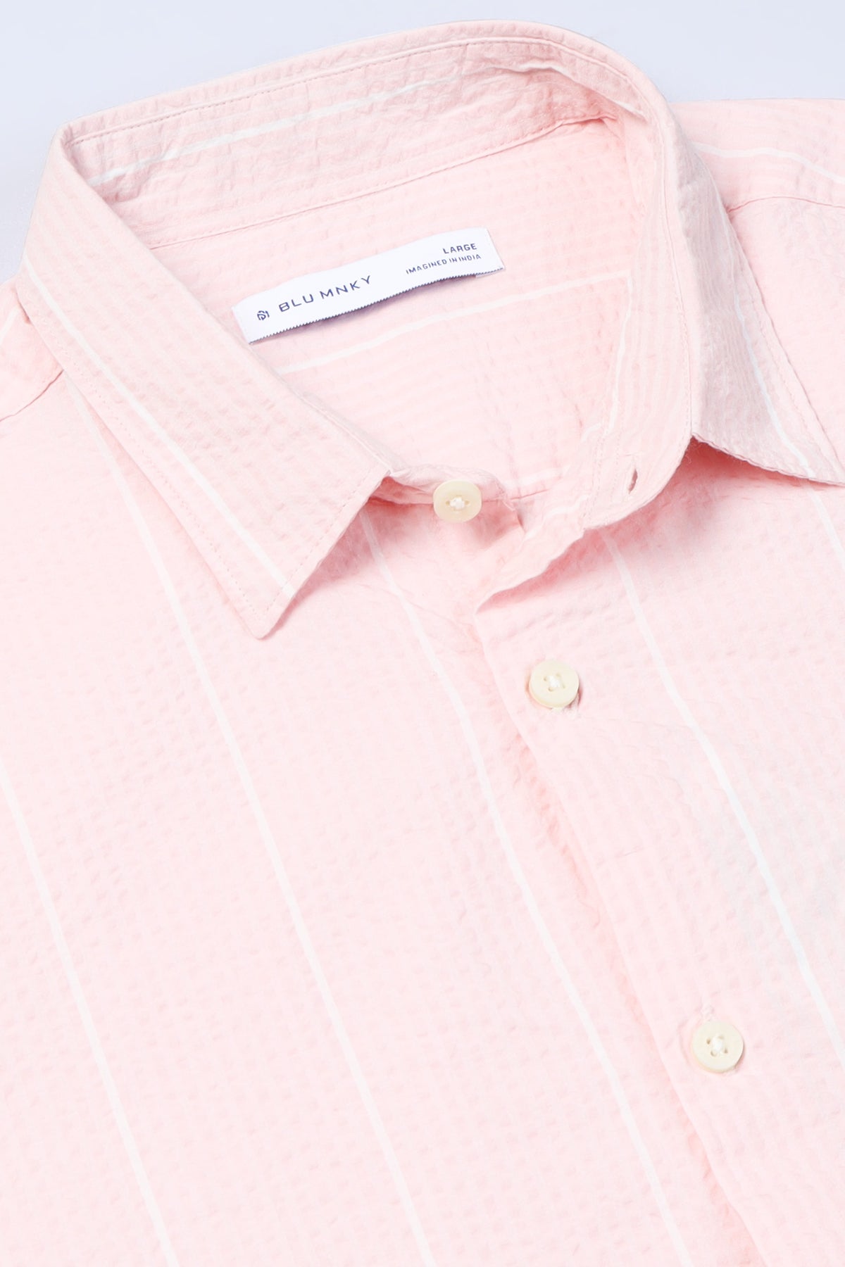 Men's Seersucker Striped Shirt Pink