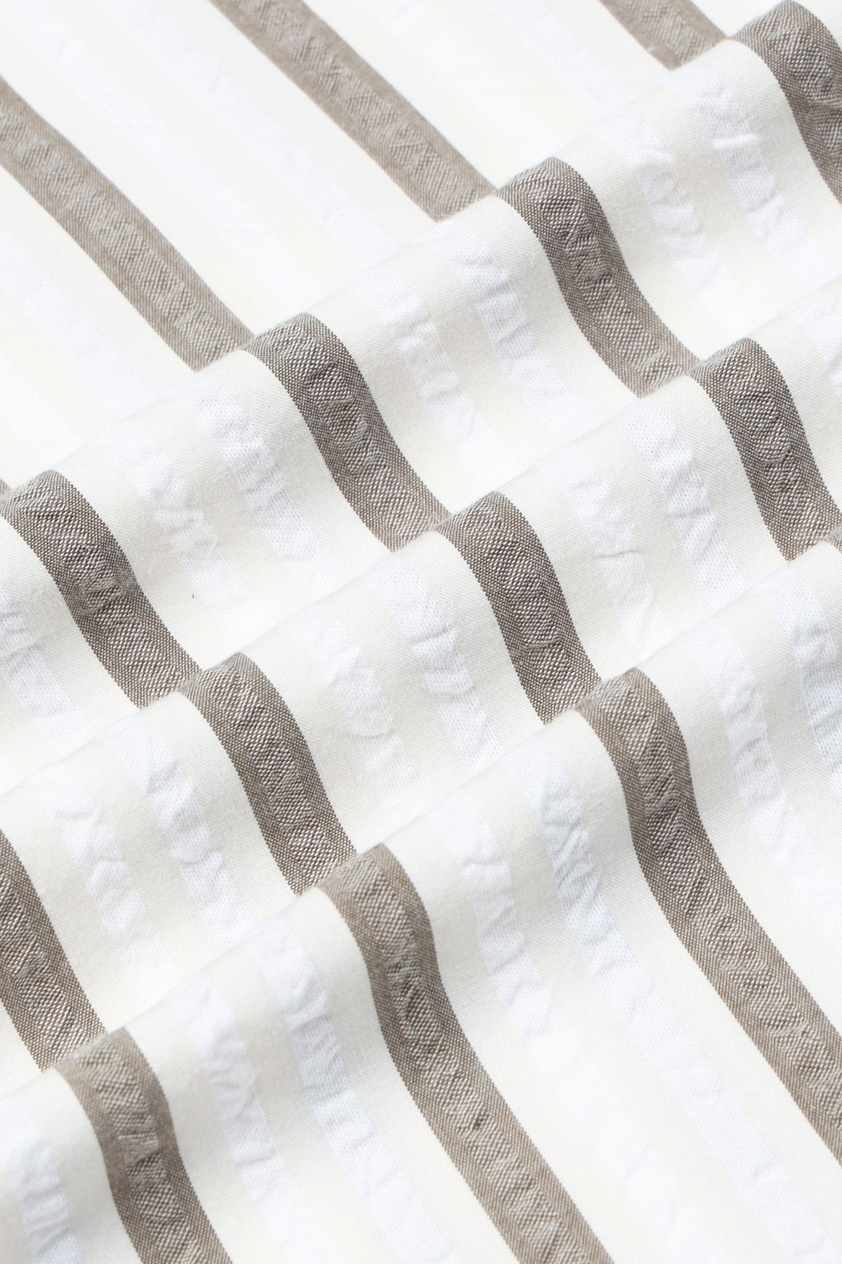 Men's Seersucker Striped Shirt Brown Cream