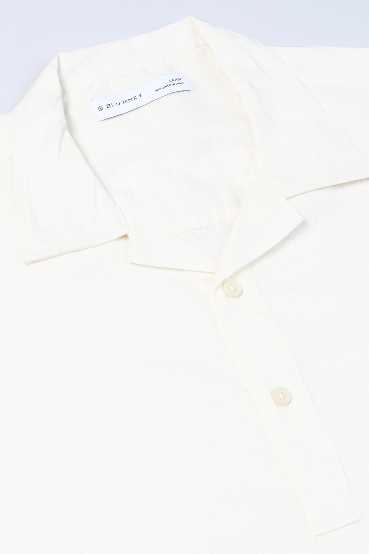 Off White Linen Short Kurta - Slim Fit