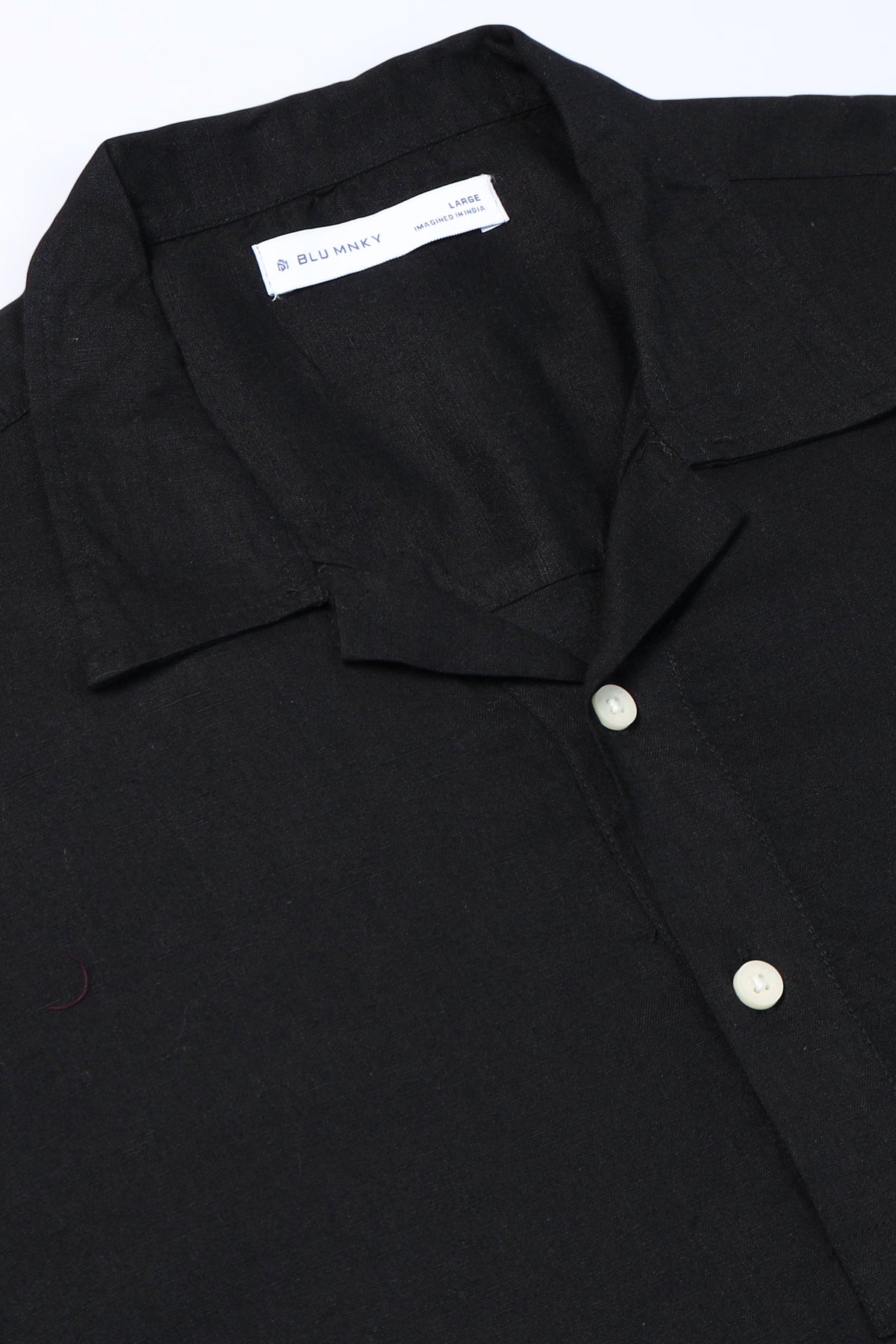 Black Linen Short Kurta - Slim Fit